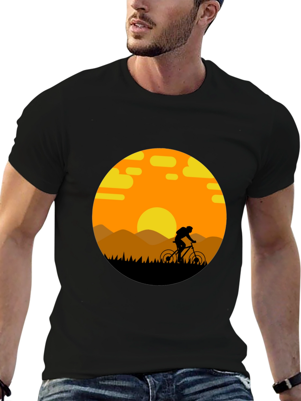 Mountain Biker Sunset Graphic Tee - Adventure Ready