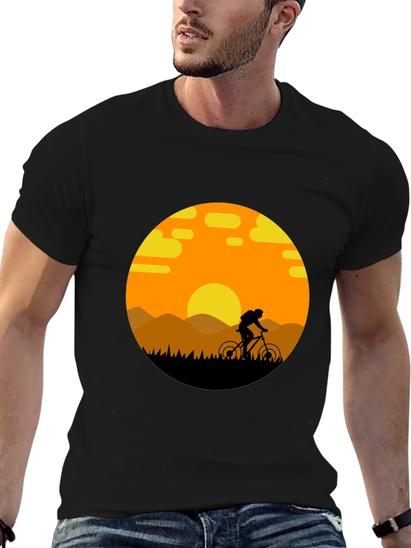 Mountain Biker Sunset Graphic Tee - Adventure Ready