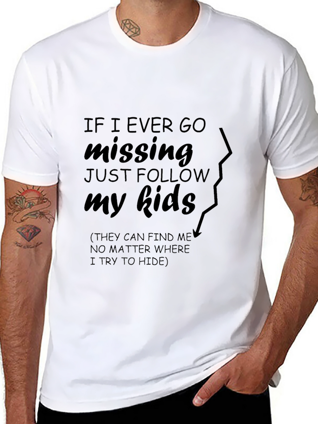 Funny Missing Dad T-Shirt - Follow My Kids!