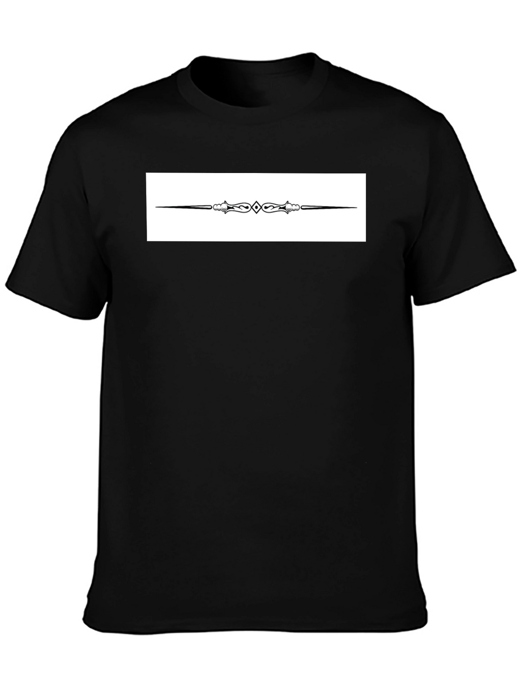 Elegant Black T-Shirt with Ornate Divider Design