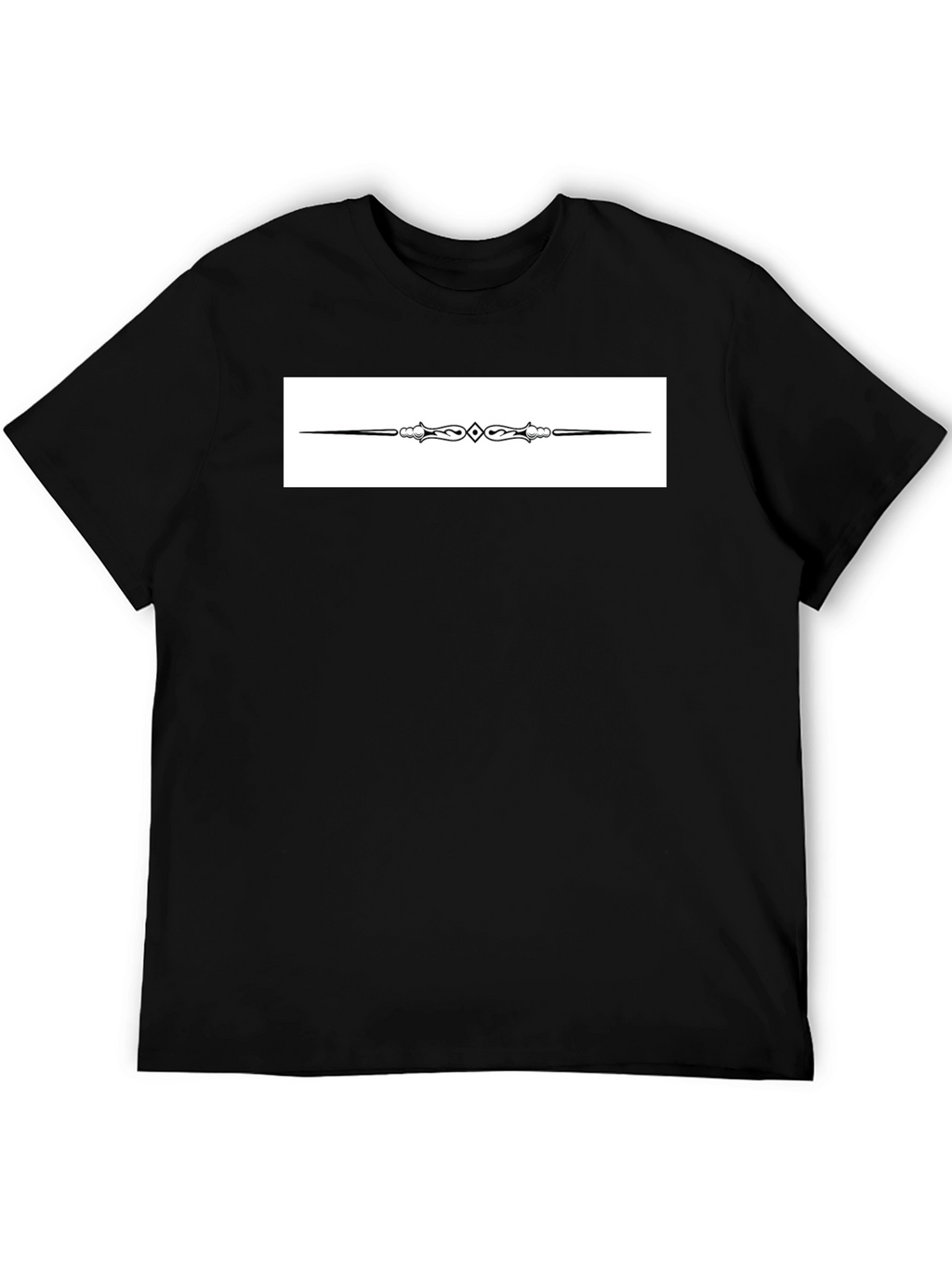 Elegant Black T-Shirt with Ornate Divider Design