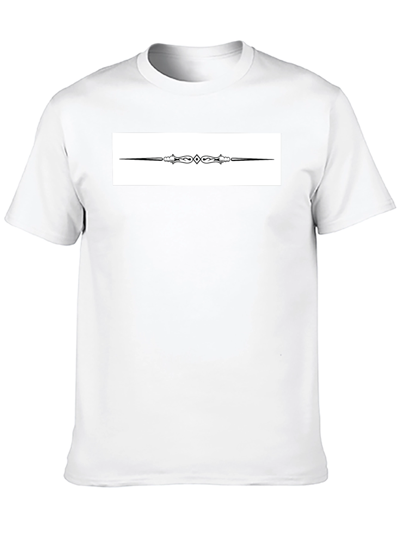 Elegant Black T-Shirt with Ornate Divider Design