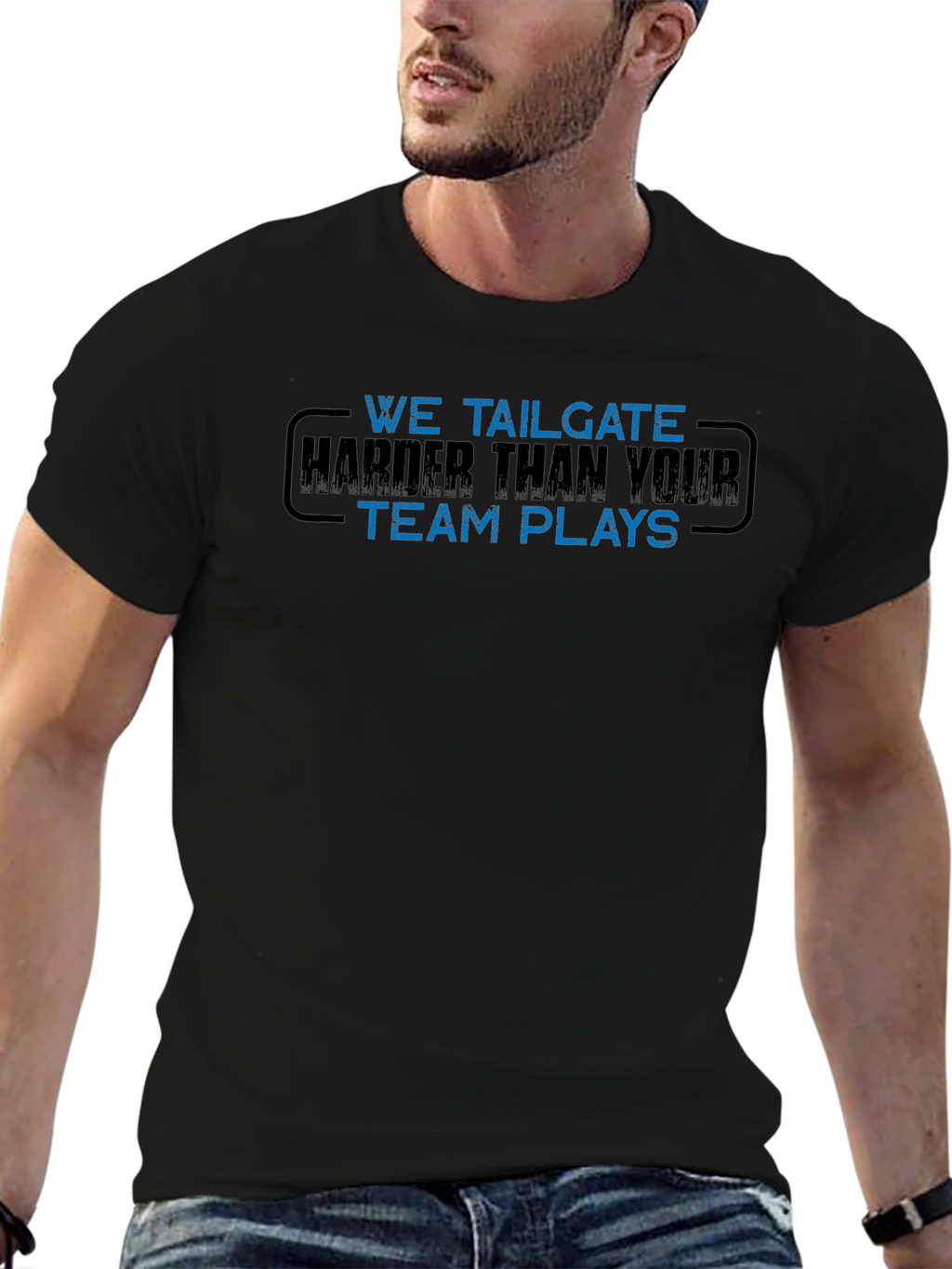 We Tailgate Harder T-Shirt - Black Graphic Tee