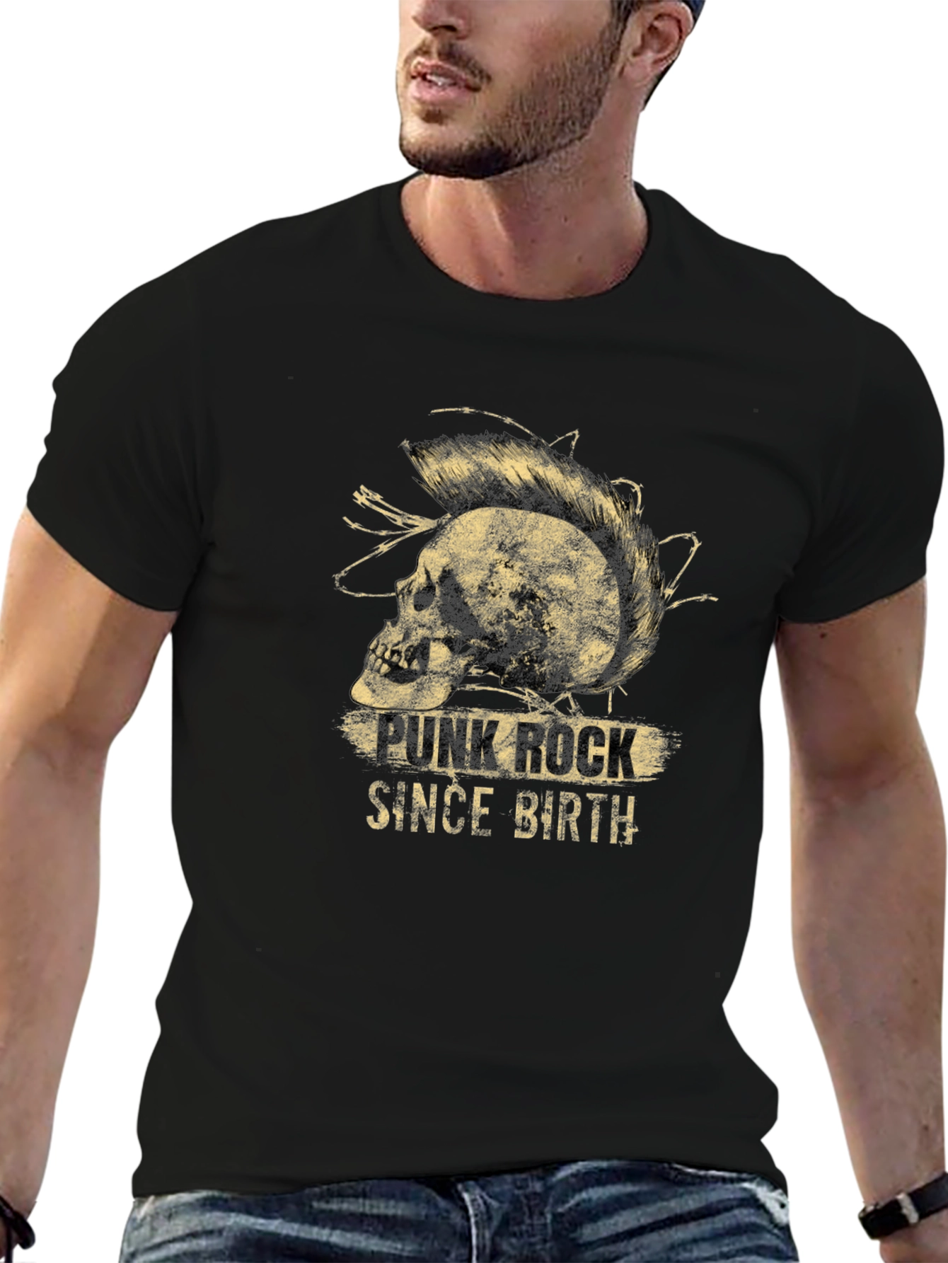 Punk Rock Since Birth T-Shirt - Skull Design