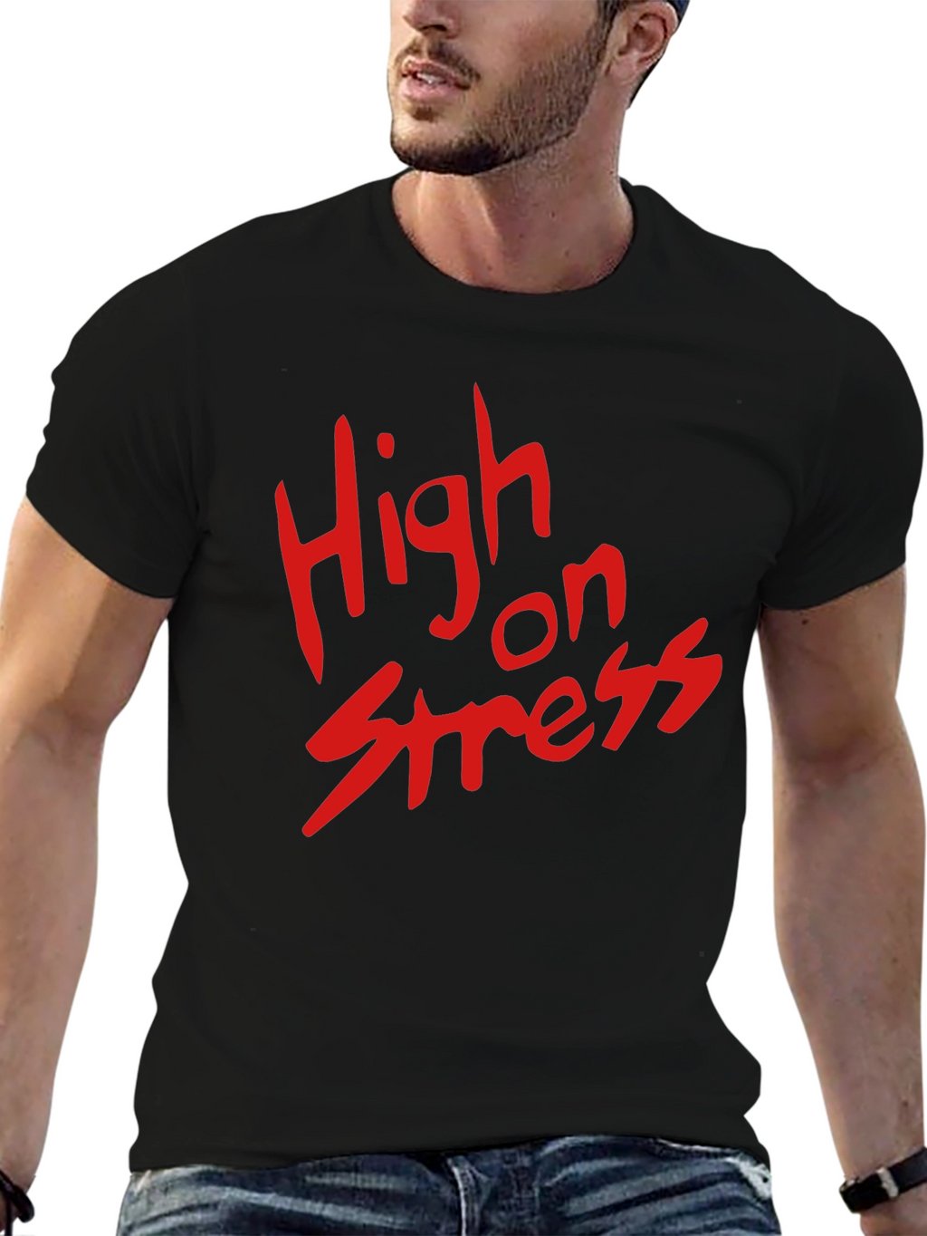 High on Stress T-Shirt - Black Casual Tee