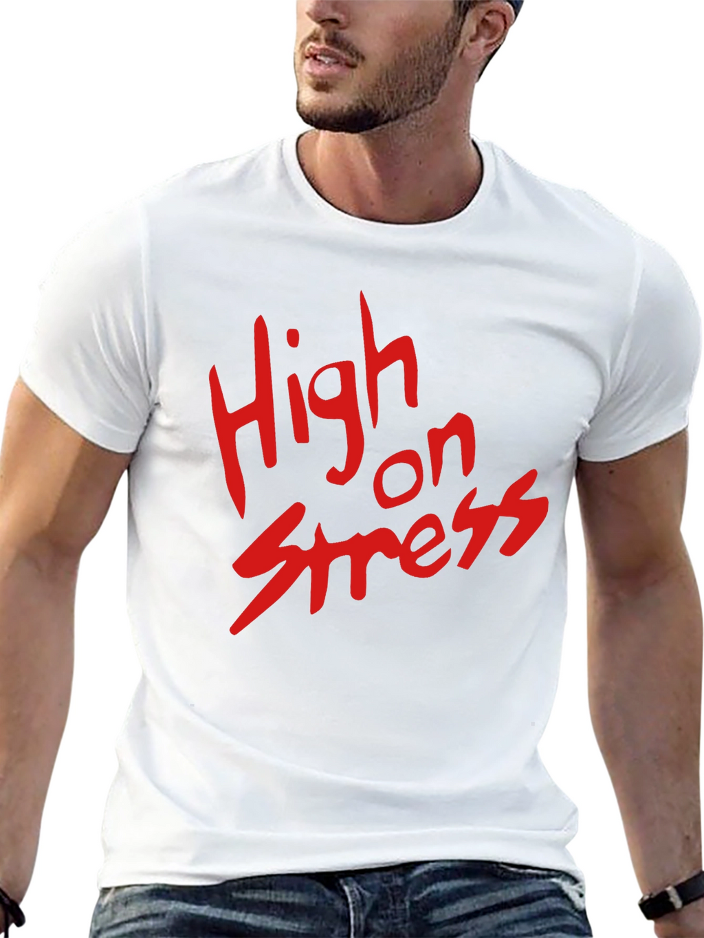 High on Stress T-Shirt - Black Casual Tee