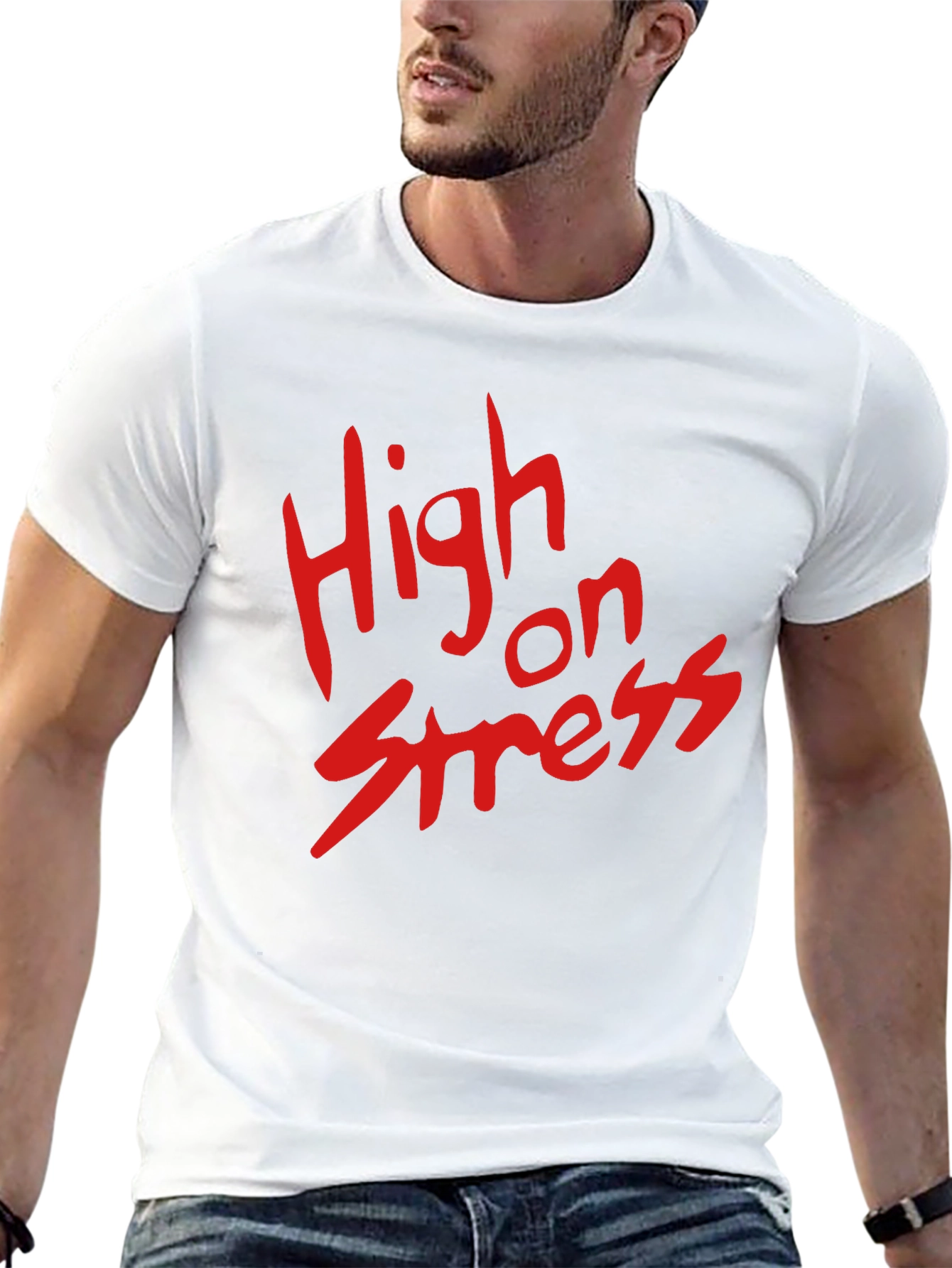 High on Stress T-Shirt - Black Casual Tee
