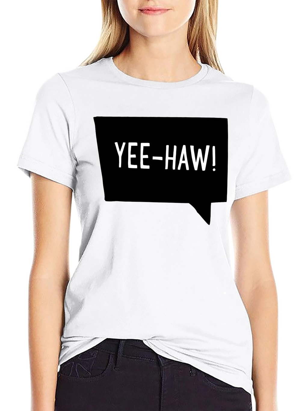 Yee-Haw Speech Bubble Graphic Tee - Black Cotton T-Shirt