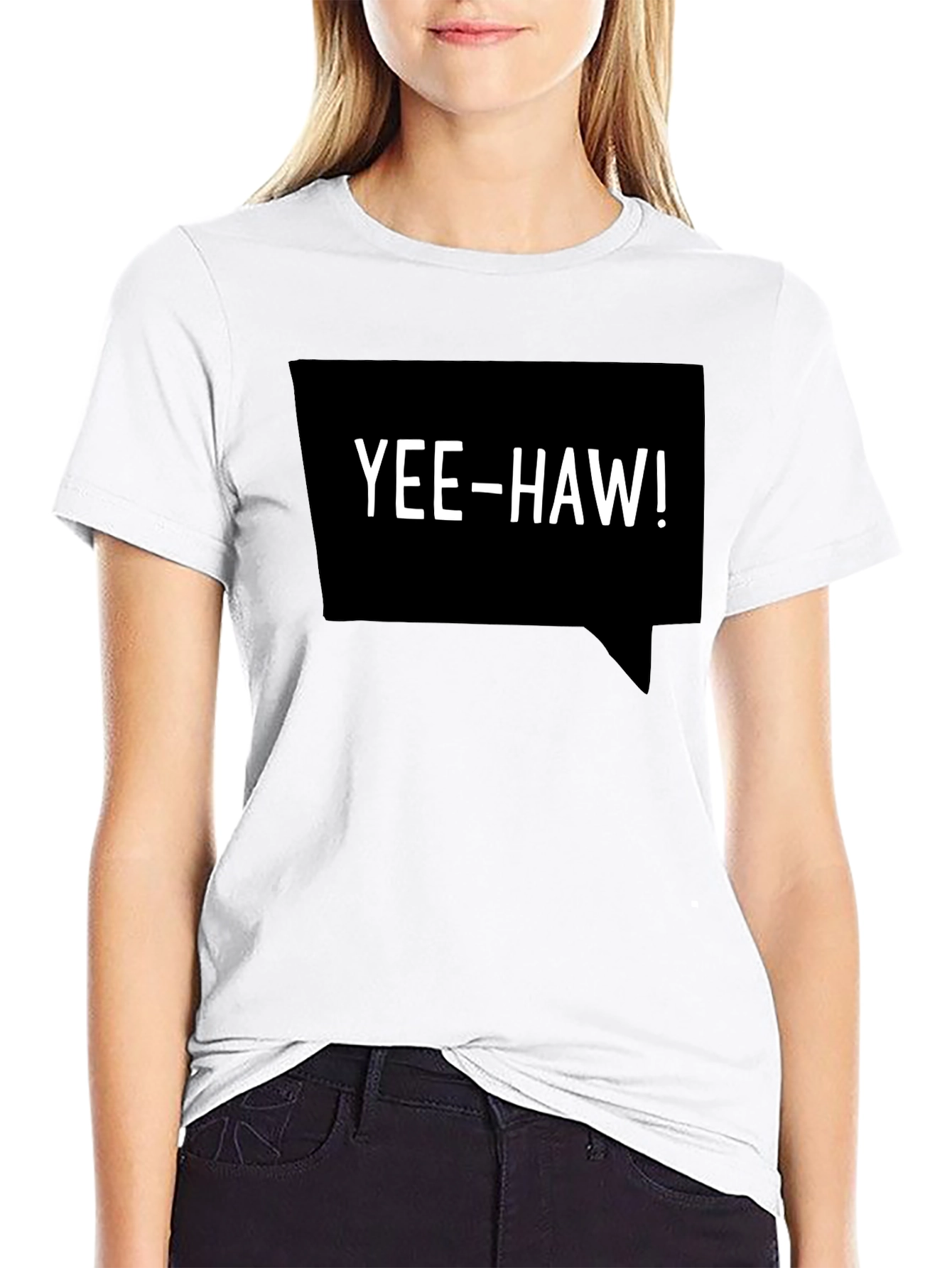 Yee-Haw Speech Bubble Graphic Tee - Black Cotton T-Shirt