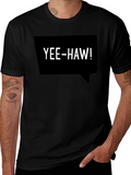 Yee-Haw Speech Bubble Graphic Tee - Black Cotton T-Shirt