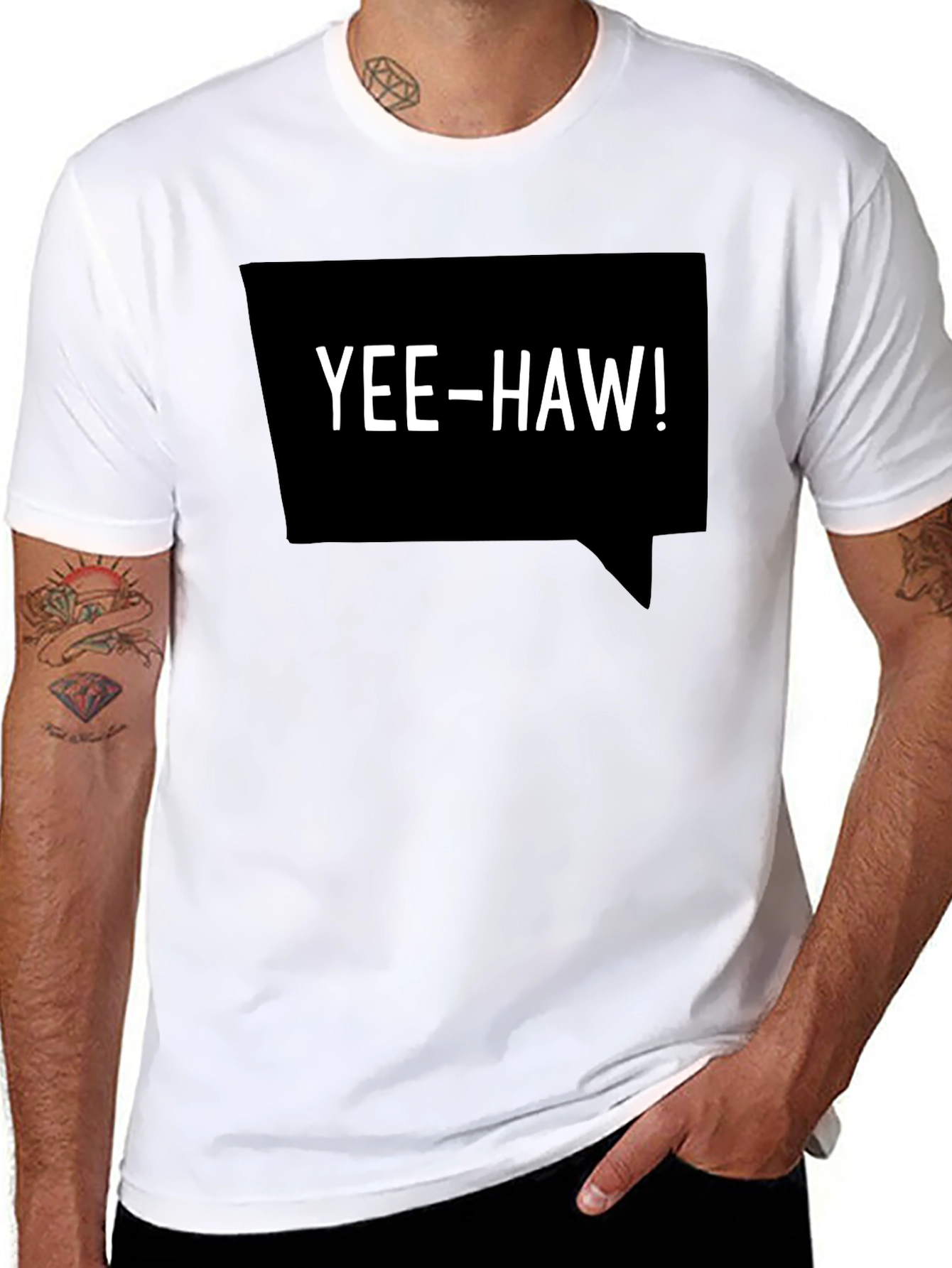 Yee-Haw Speech Bubble Graphic Tee - Black Cotton T-Shirt
