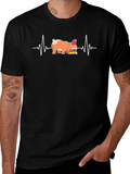 Dog Lover Graphic Tee - French Bulldog Heartbeat