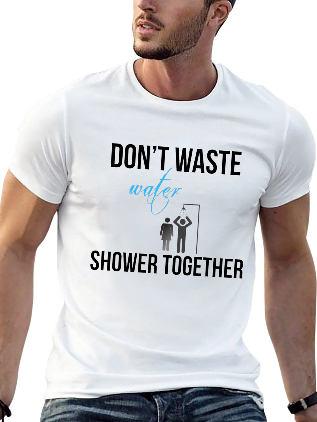 Humorous Shower Together Graphic Tee