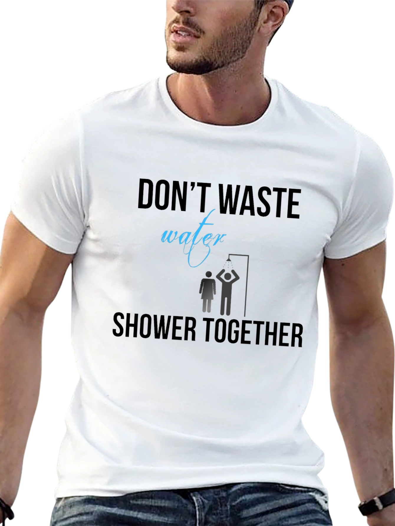 Humorous Shower Together Graphic Tee