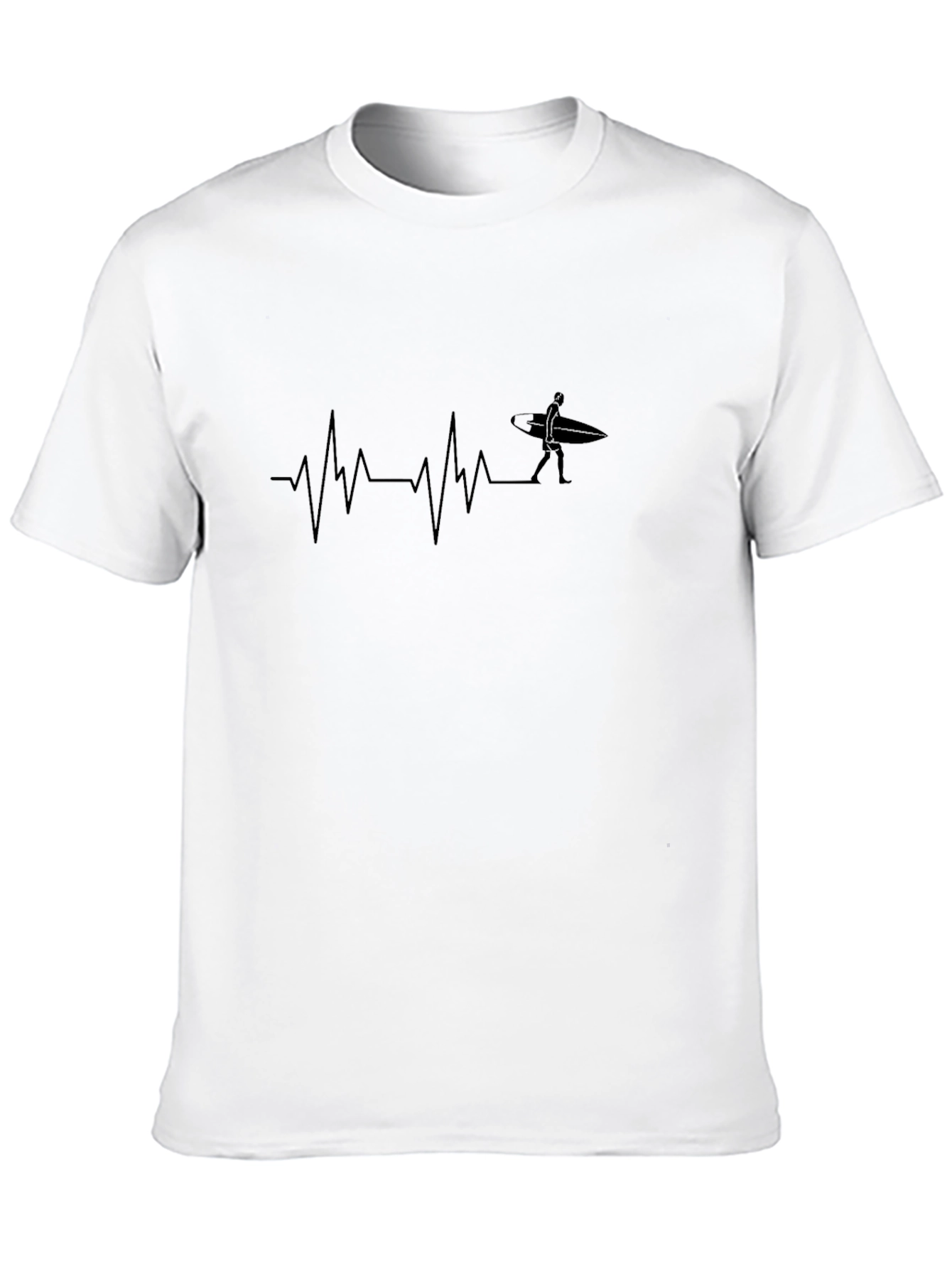 Surfer Heartbeat T-Shirt - Black Graphic Tee