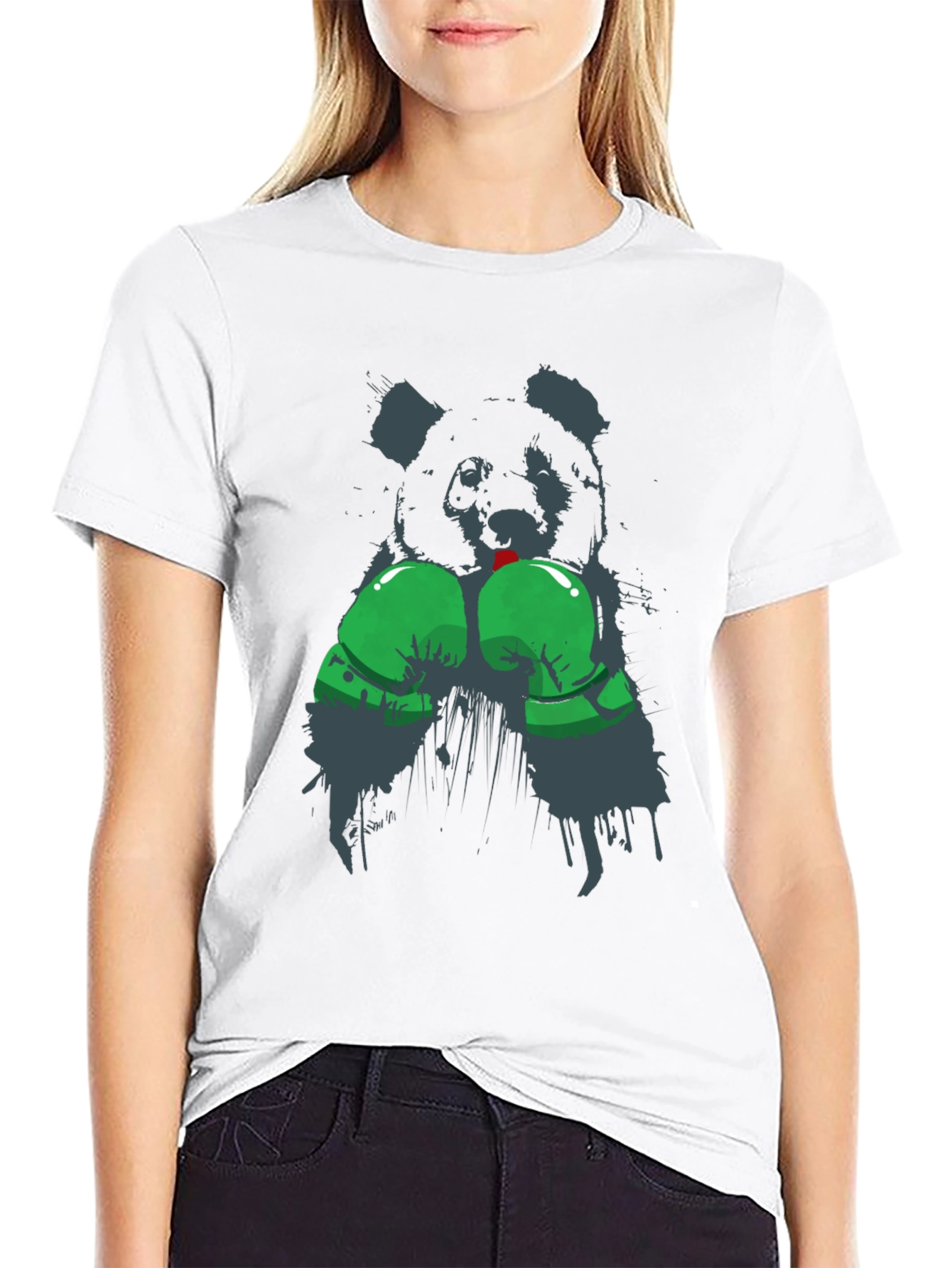Panda Boxer Graphic T-Shirt - Black