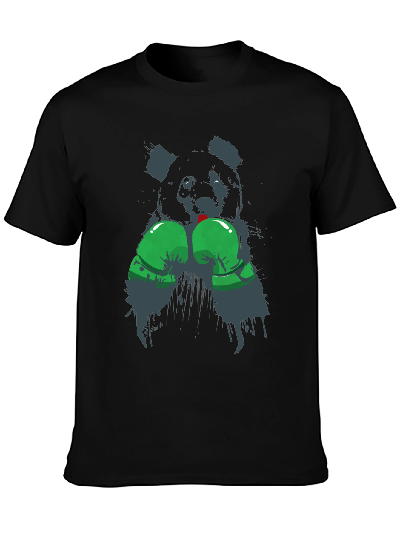 Panda Boxer Graphic T-Shirt - Black