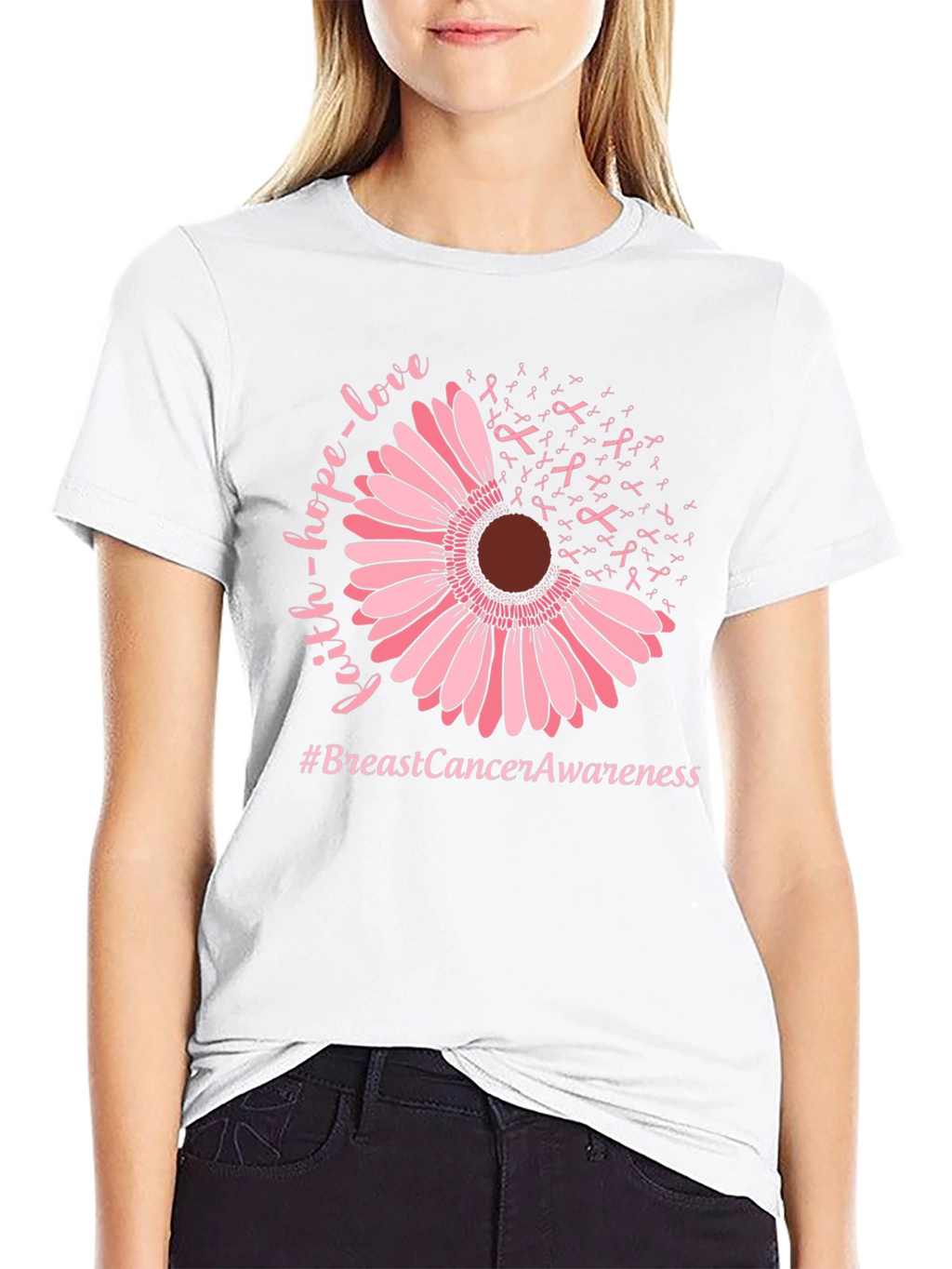 Breast Cancer Awareness T-Shirt Faith Hope Love