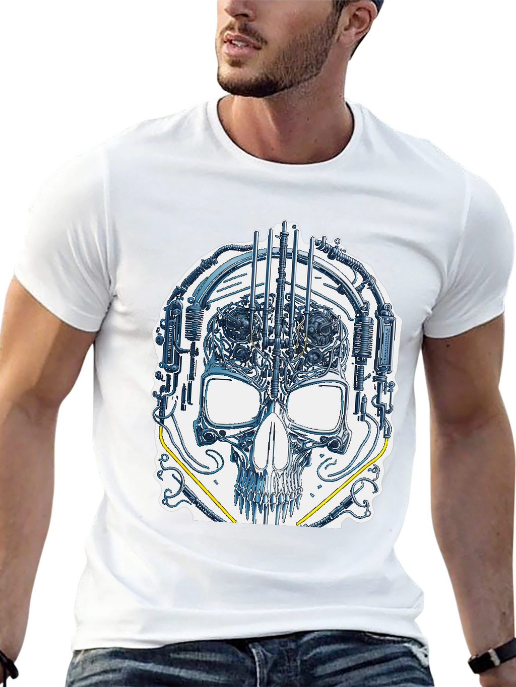 Cyber Skull Graphic T-Shirt - Unique Design