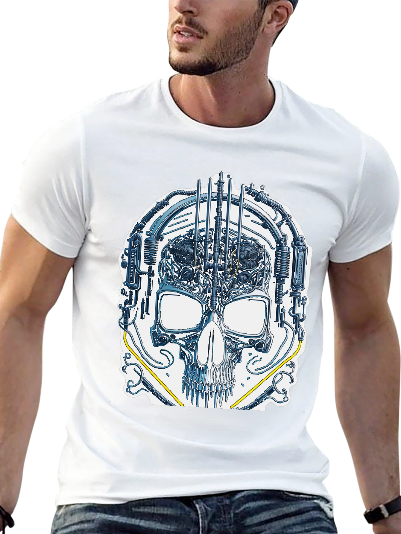 Cyber Skull Graphic T-Shirt - Unique Design