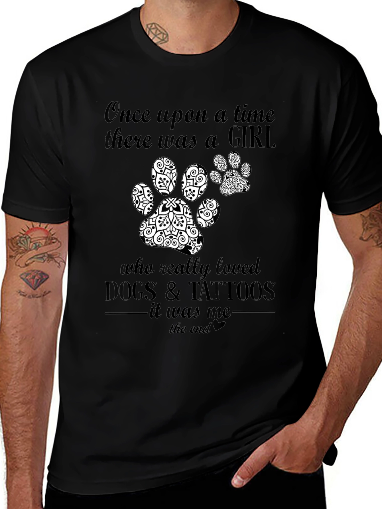 Dog & Tattoos Girl T-Shirt – Funny Dog Lover Graphic Tee
