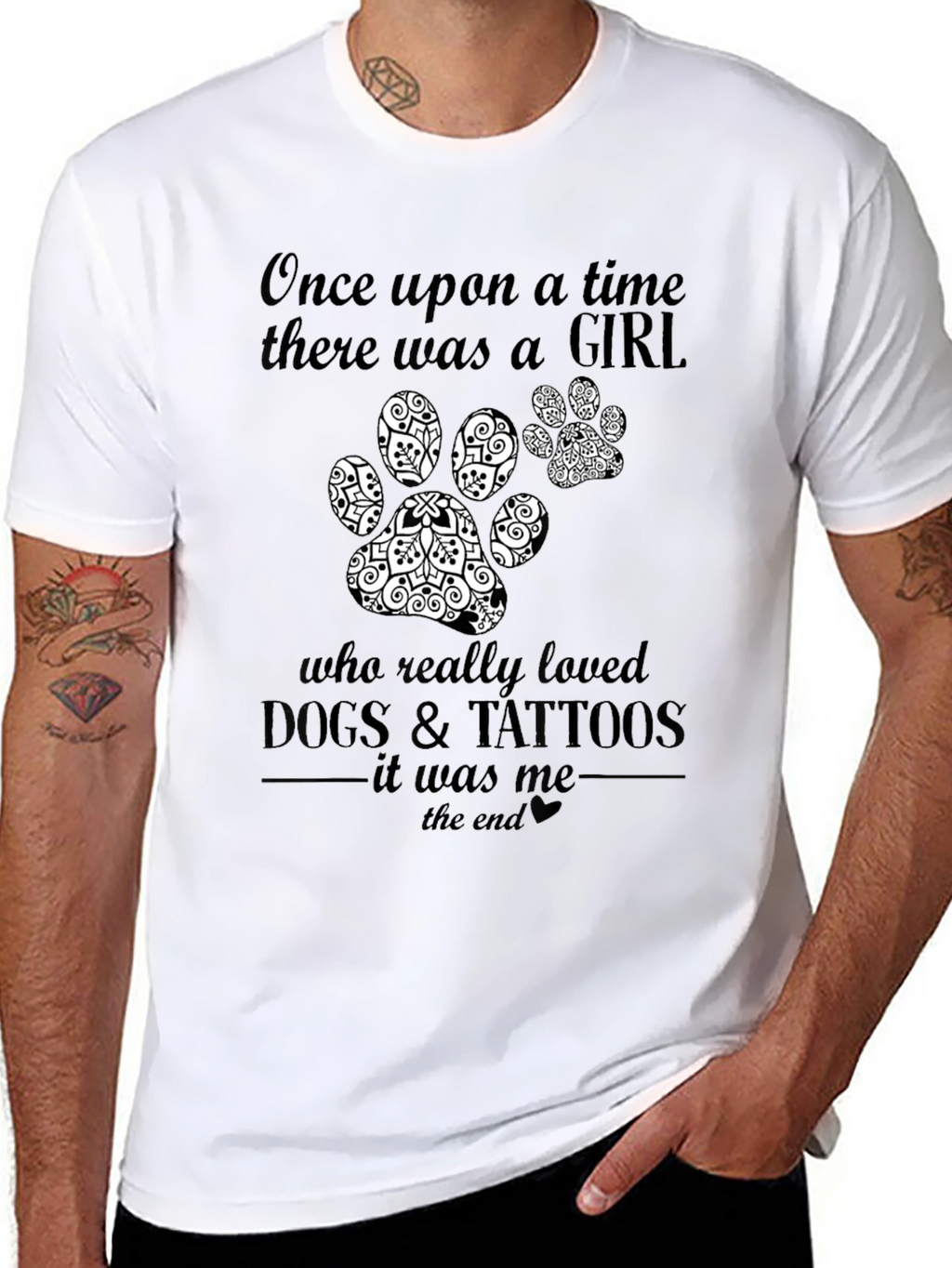 Dog & Tattoos Girl T-Shirt – Funny Dog Lover Graphic Tee