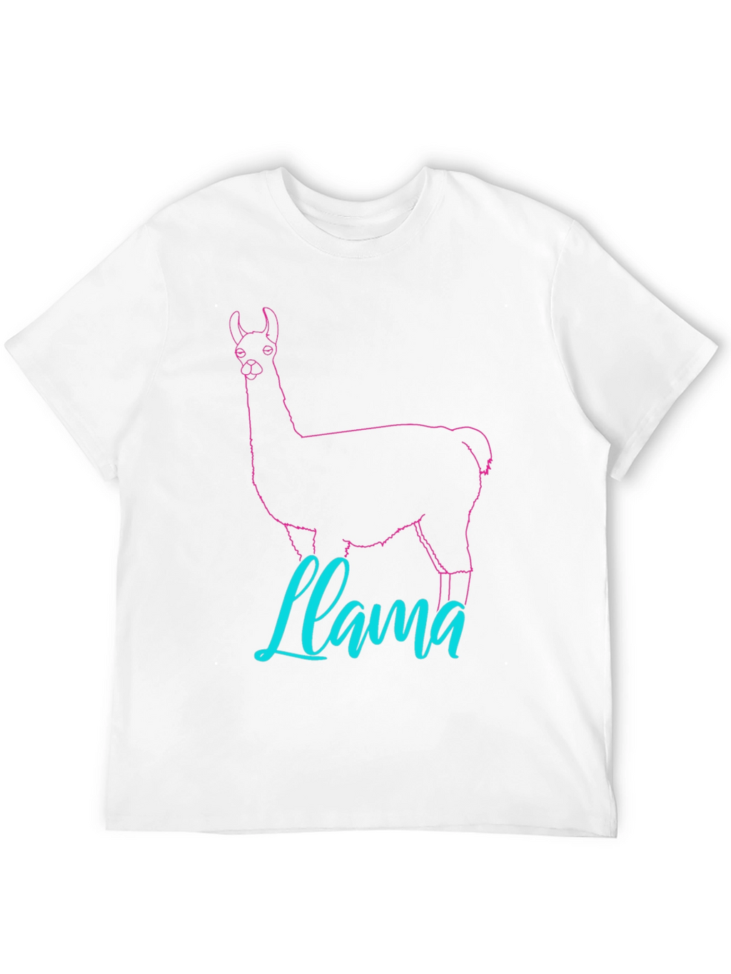 Llama Outline Graphic T-Shirt - Crew Neck Casual Wear
