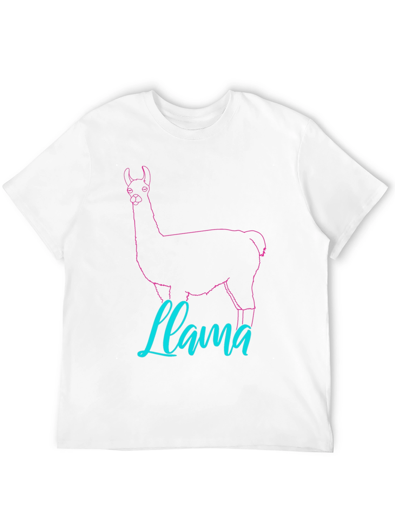 Llama Outline Graphic T-Shirt - Crew Neck Casual Wear