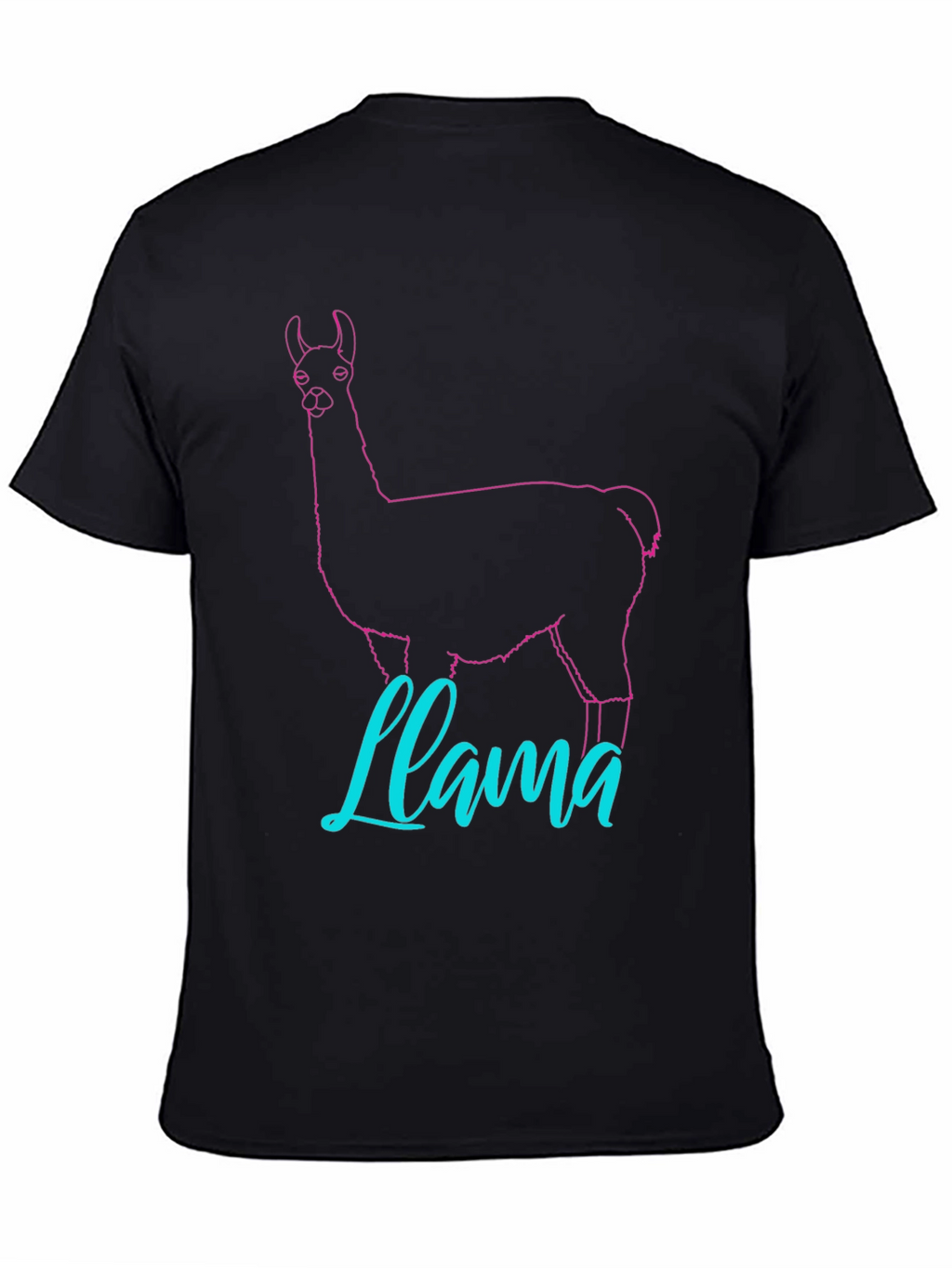 Llama Outline Graphic T-Shirt - Crew Neck Casual Wear