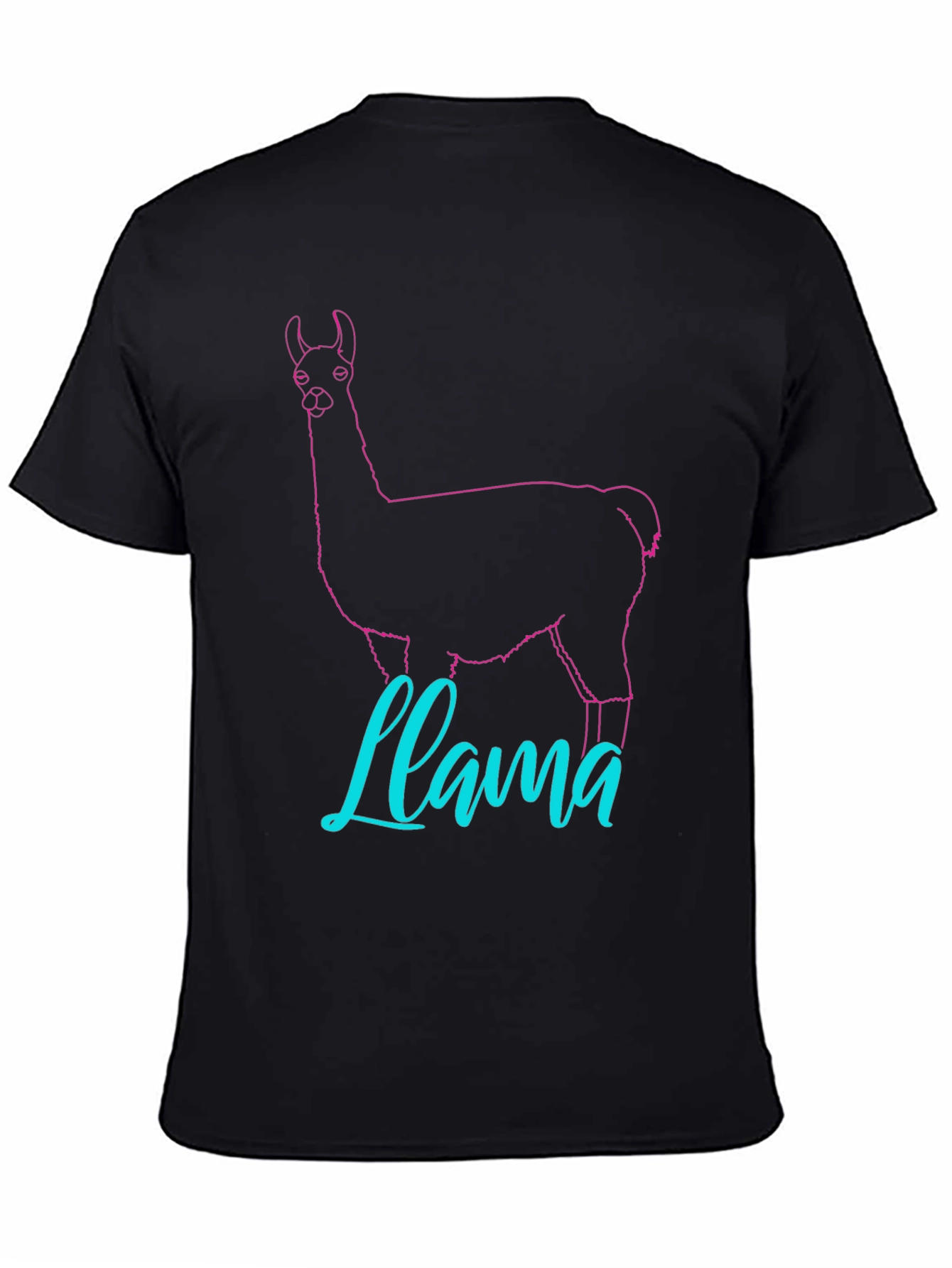Llama Outline Graphic T-Shirt - Crew Neck Casual Wear
