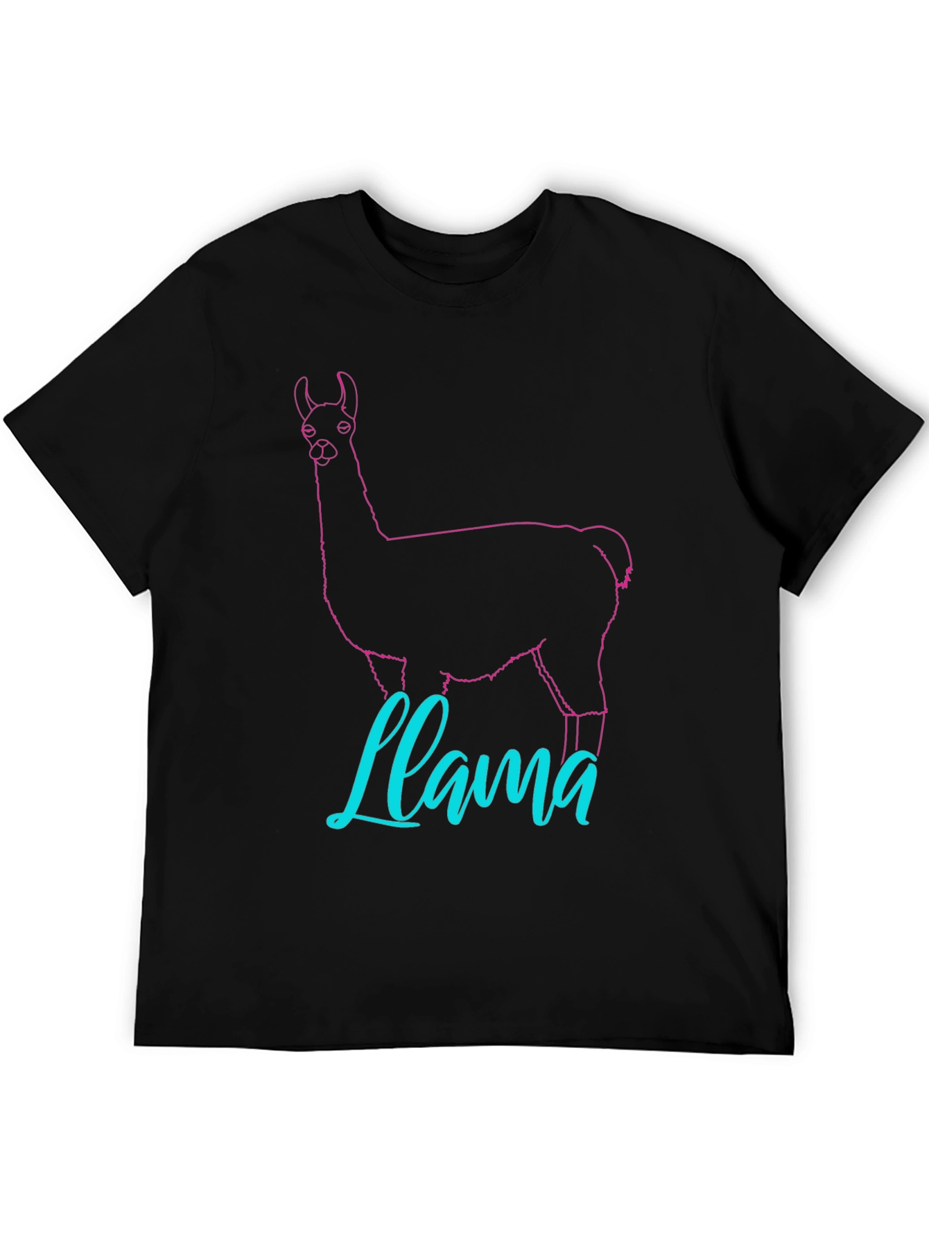 Llama Outline Graphic T-Shirt - Crew Neck Casual Wear