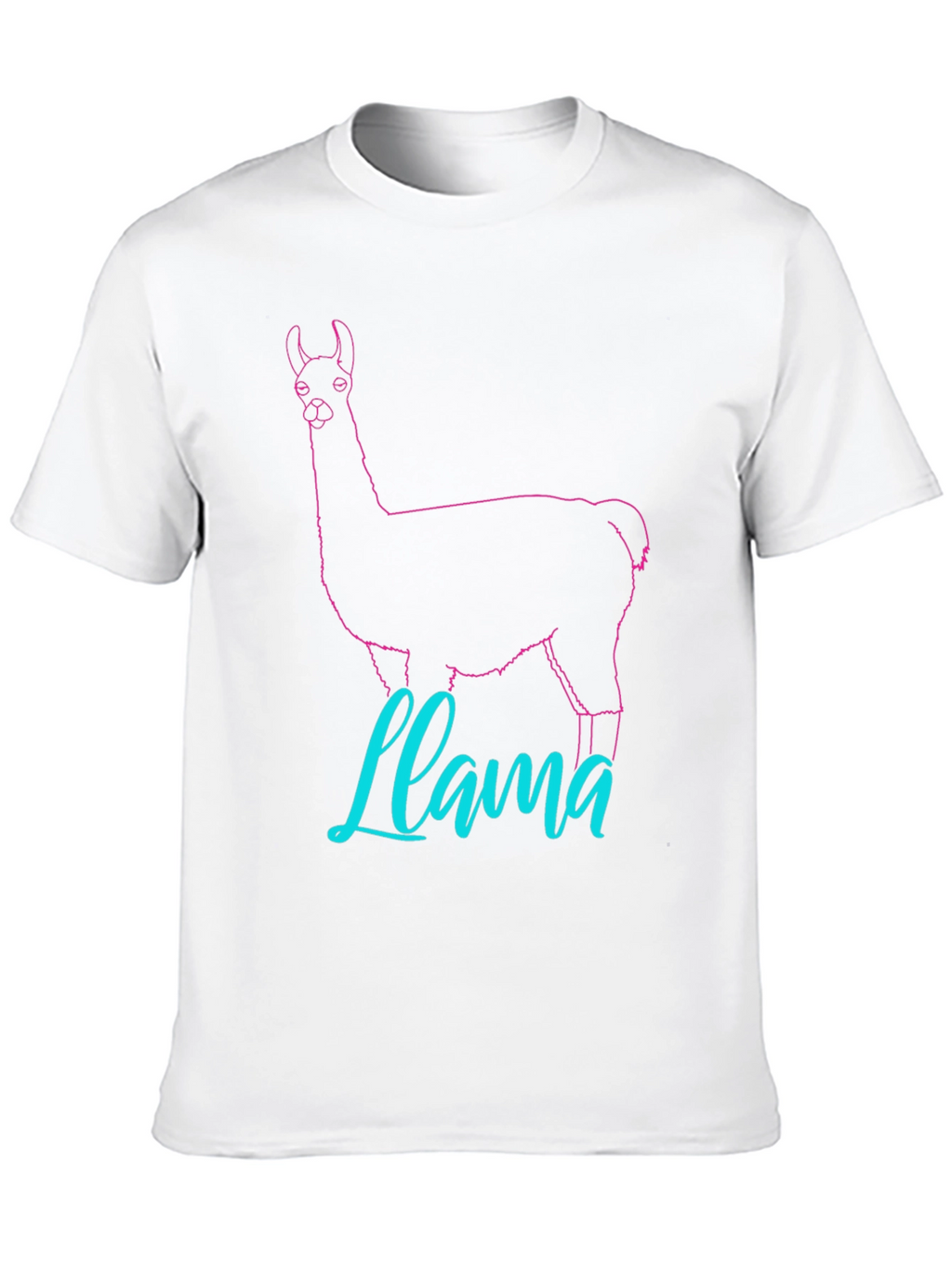 Llama Outline Graphic T-Shirt - Crew Neck Casual Wear
