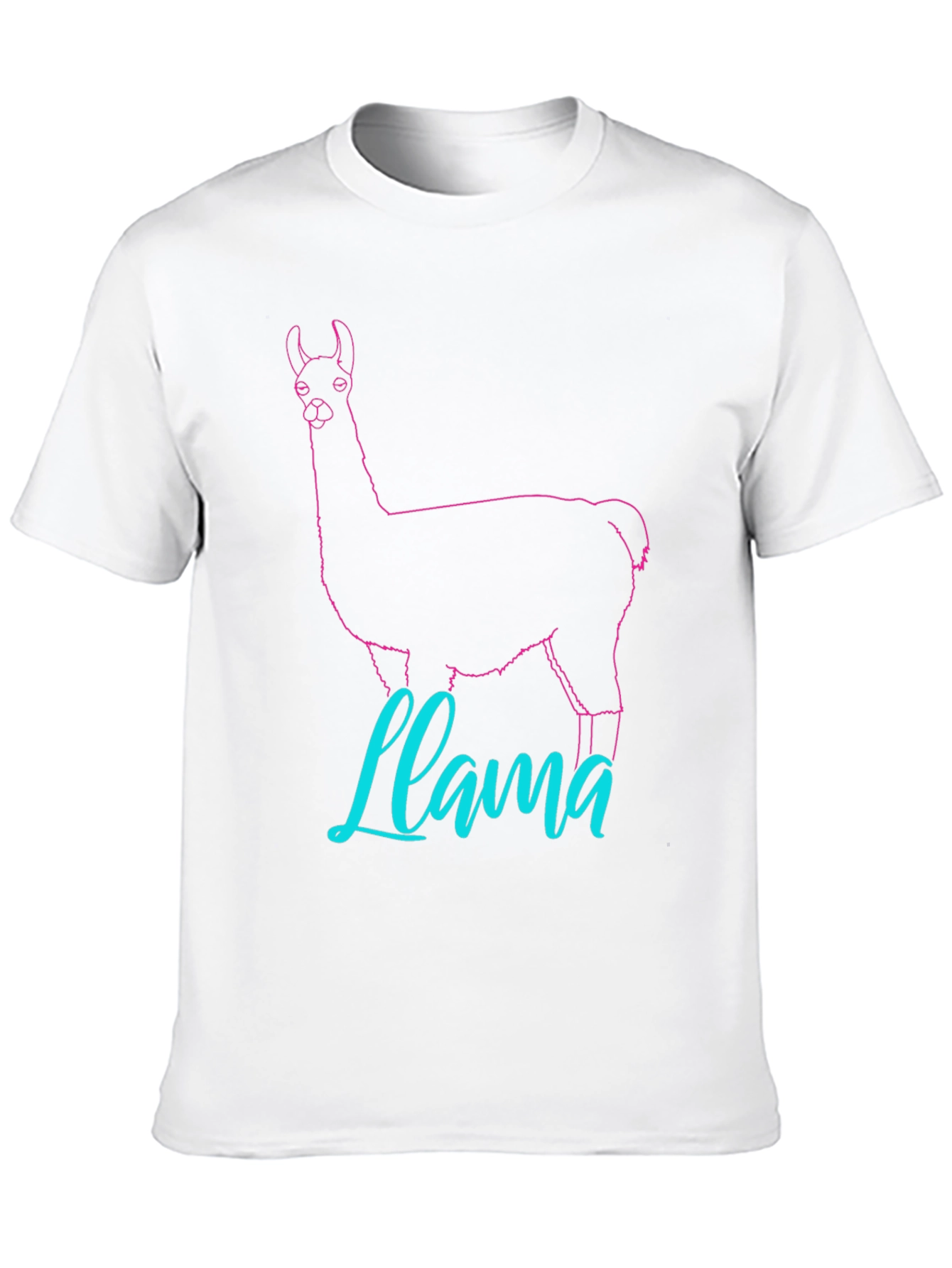 Llama Outline Graphic T-Shirt - Crew Neck Casual Wear