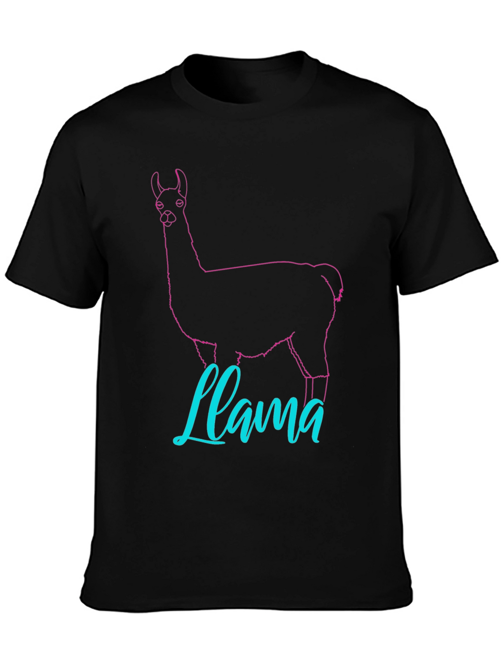 Llama Outline Graphic T-Shirt - Crew Neck Casual Wear