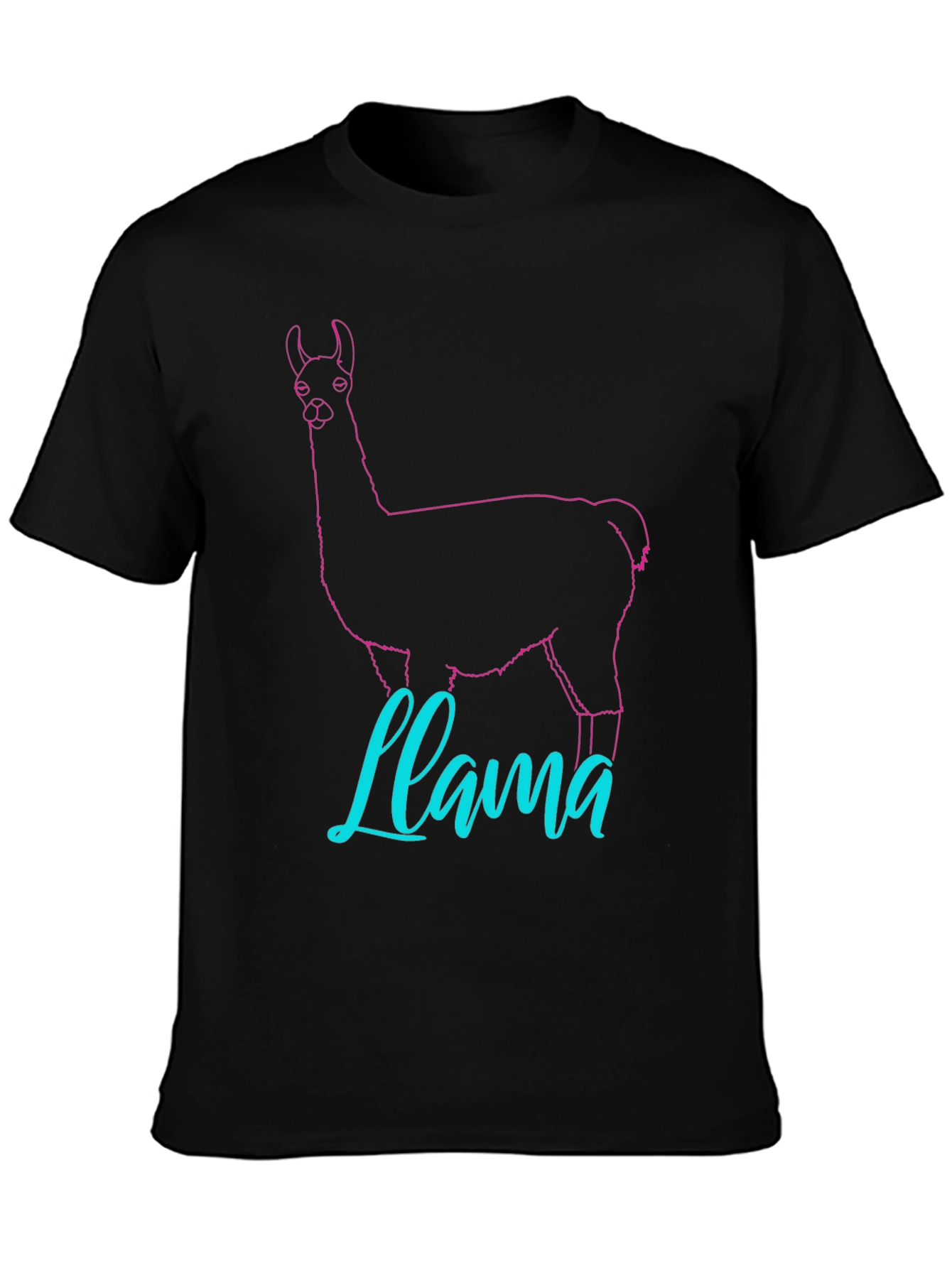 Llama Outline Graphic T-Shirt - Crew Neck Casual Wear