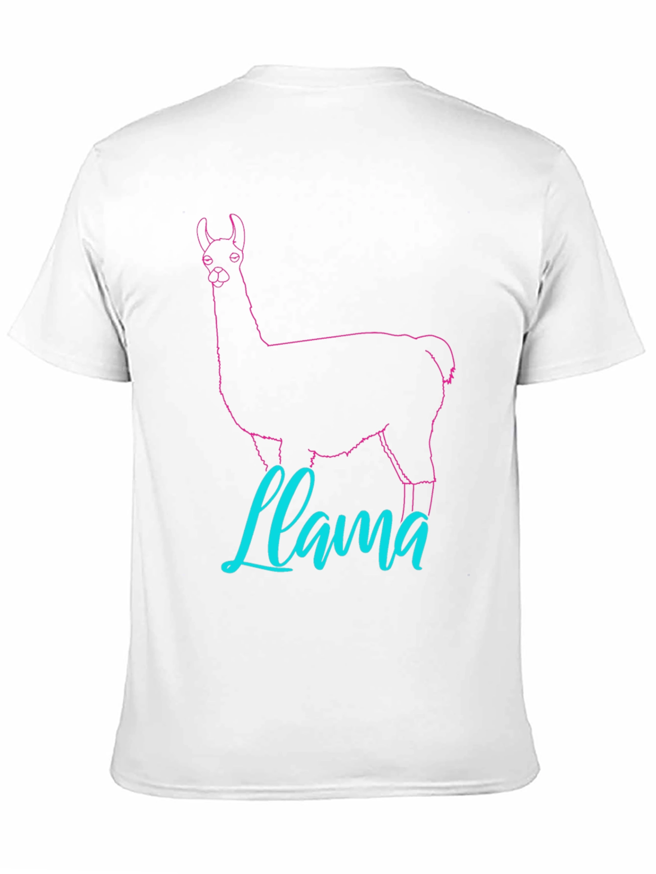 Llama Outline Graphic T-Shirt - Crew Neck Casual Wear