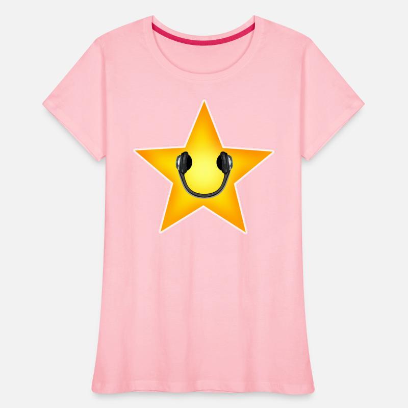 Yellow Music Star with Headphones Smile