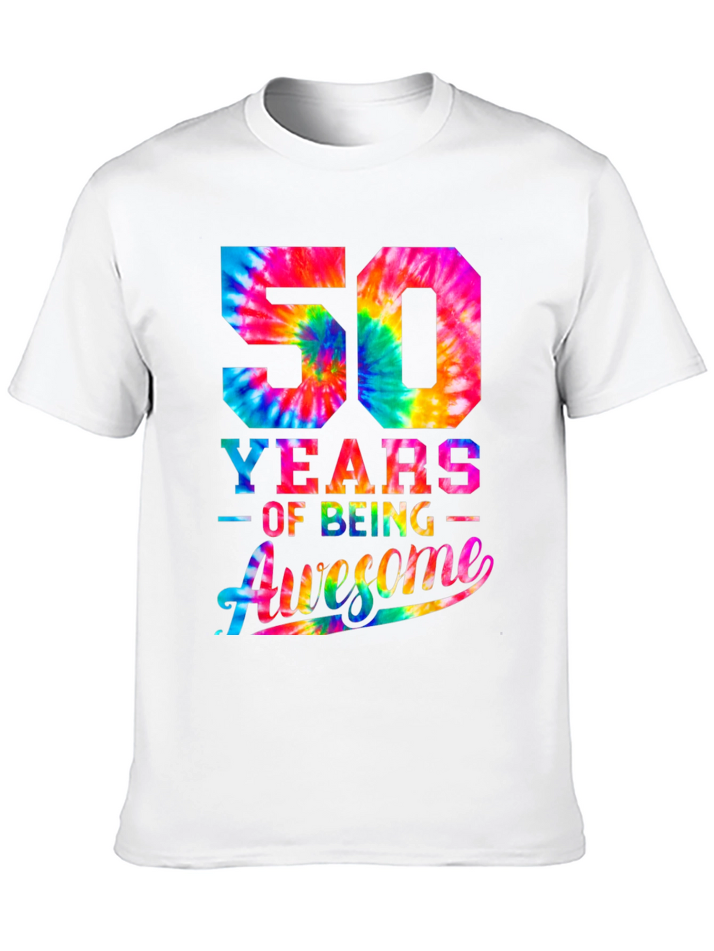 50 Years of Being Awesome Tie-Dye Graphic T-Shirt