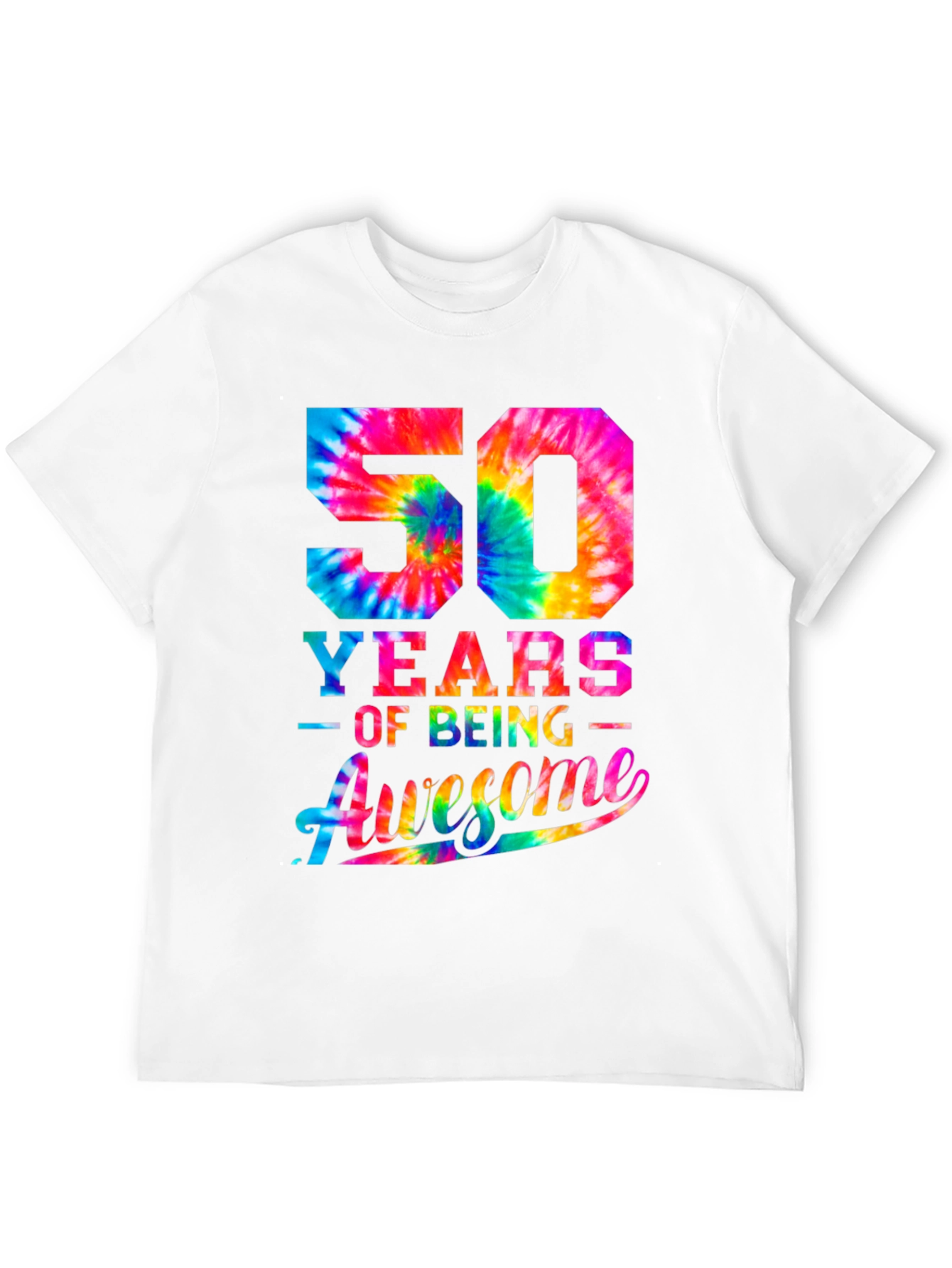 50 Years of Being Awesome Tie-Dye Graphic T-Shirt