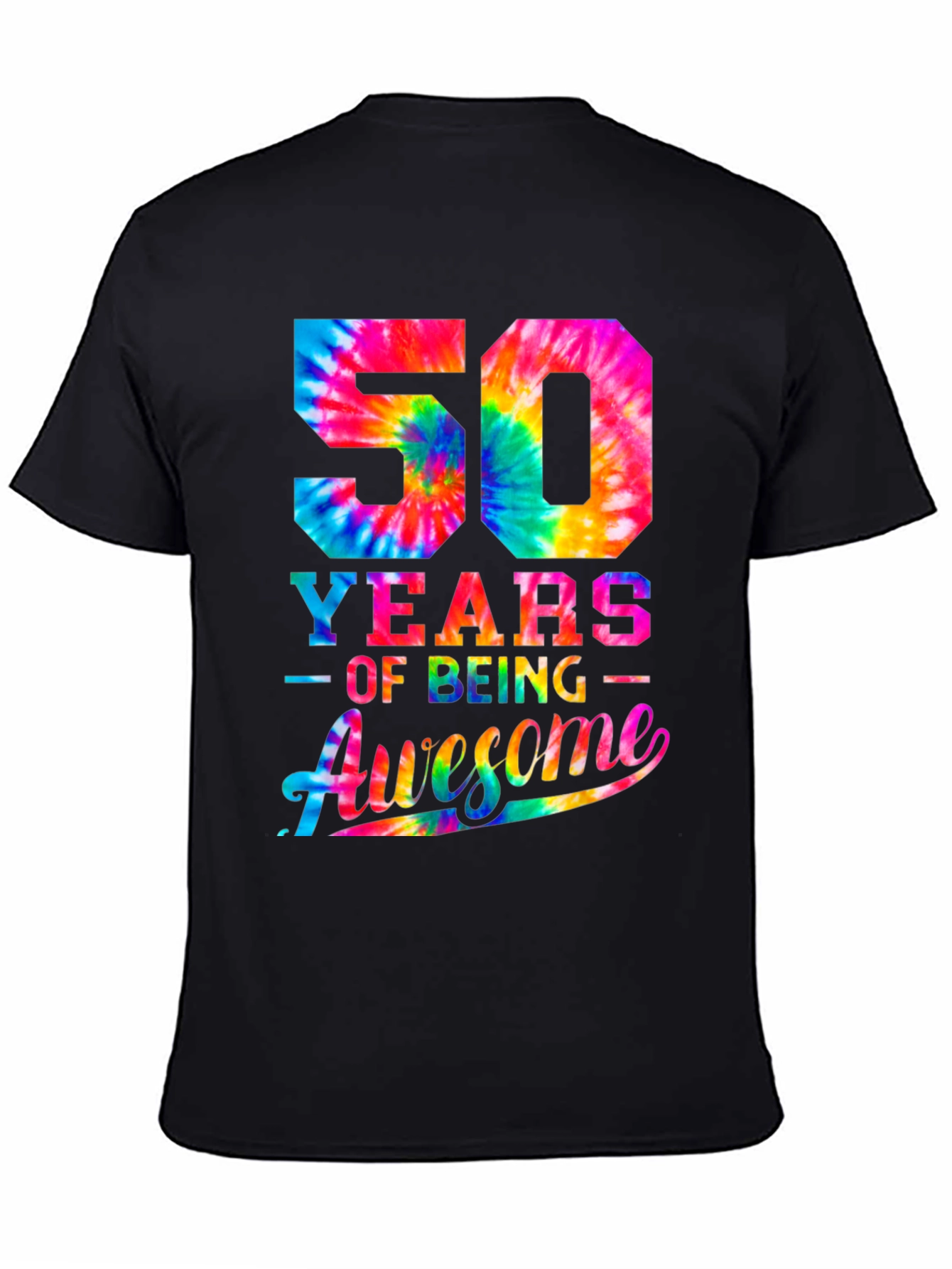 50 Years of Being Awesome Tie-Dye Graphic T-Shirt