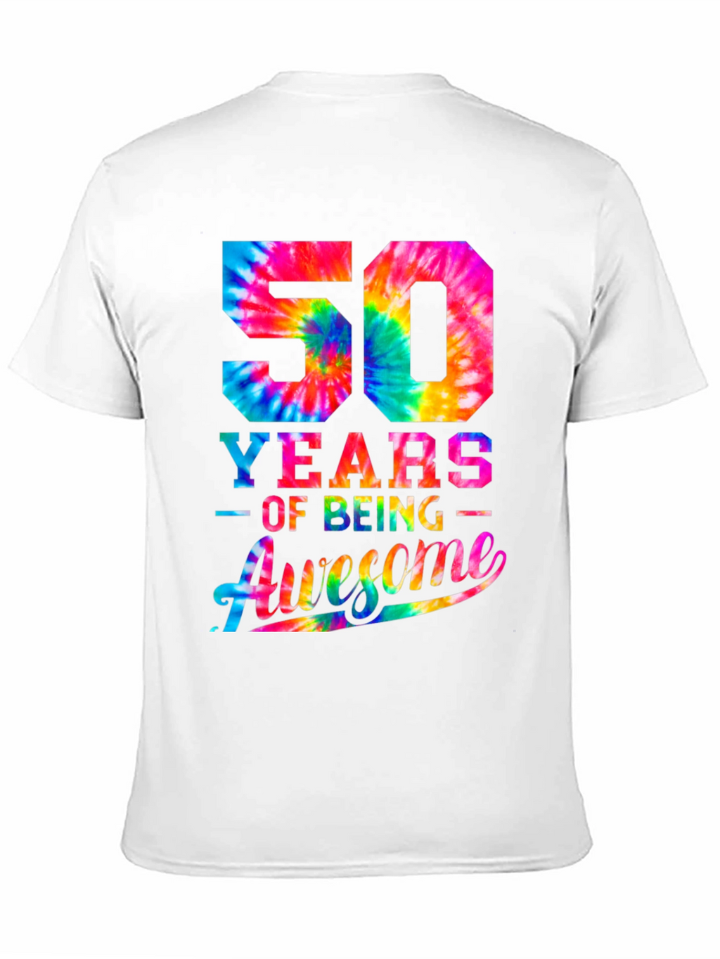 50 Years of Being Awesome Tie-Dye Graphic T-Shirt