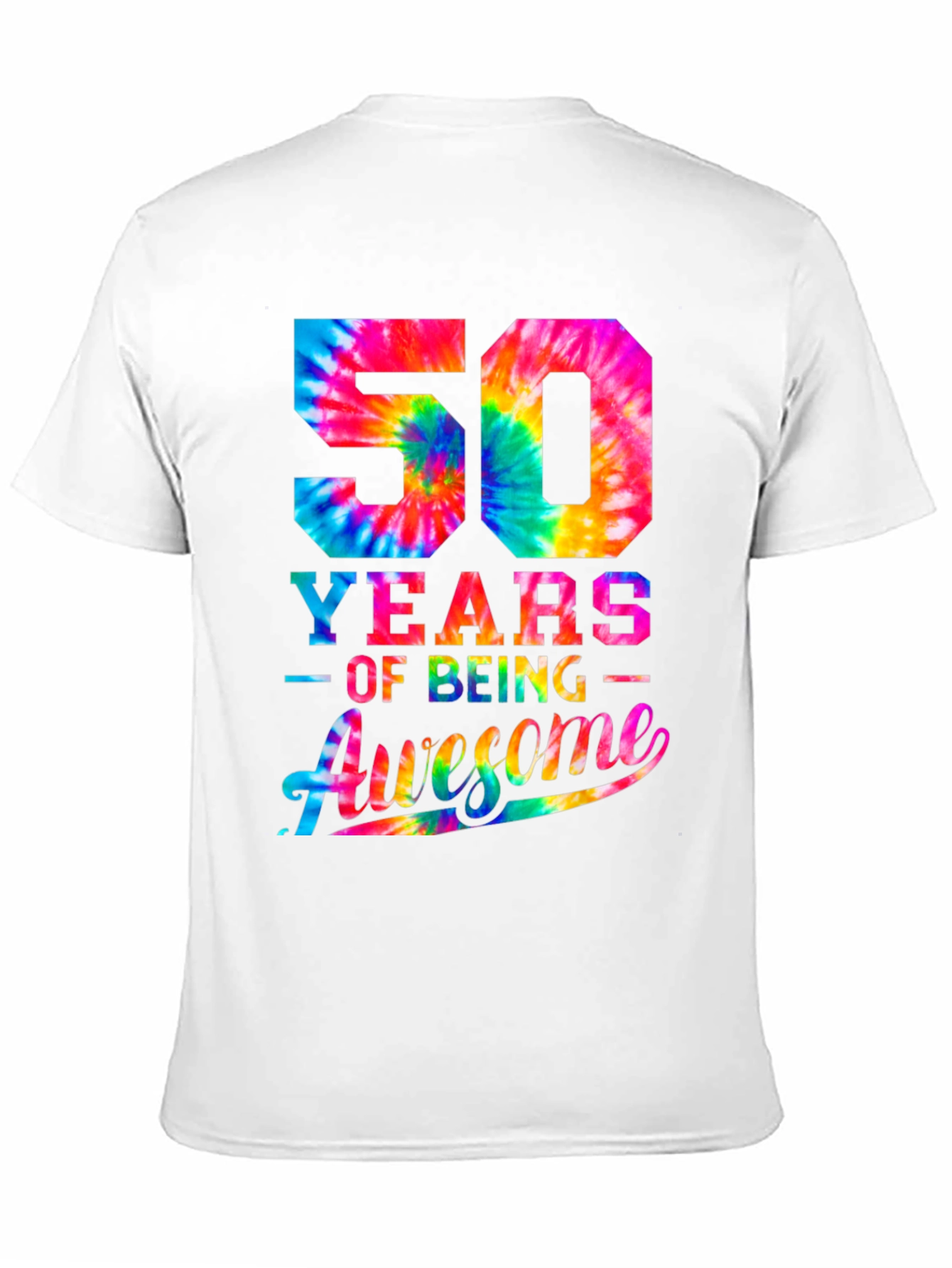 50 Years of Being Awesome Tie-Dye Graphic T-Shirt