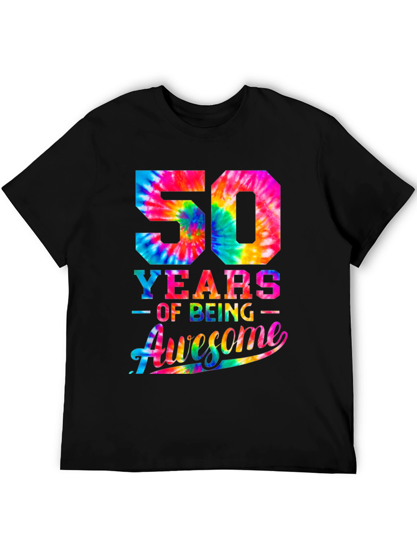 50 Years of Being Awesome Tie-Dye Graphic T-Shirt