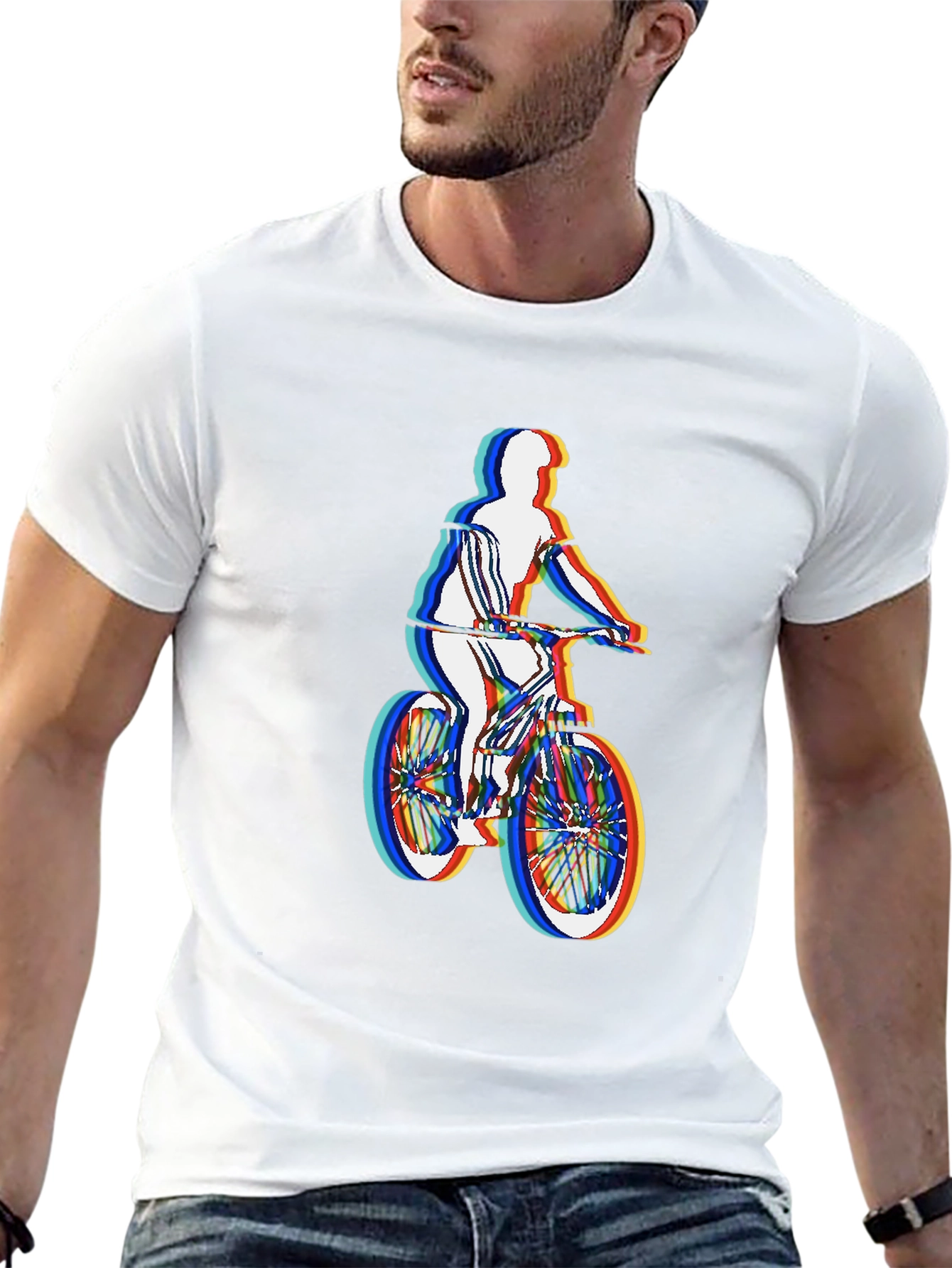 Mens Black T-Shirt - Retro Cycling Graphic