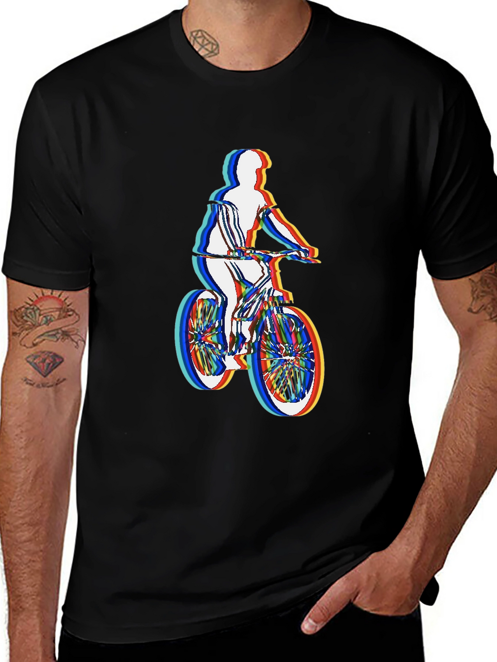 Mens Black T-Shirt - Retro Cycling Graphic