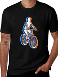 Mens Black T-Shirt - Retro Cycling Graphic