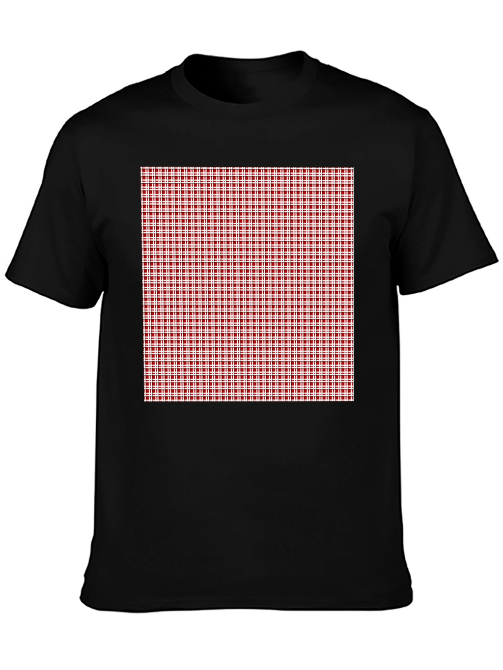 Black Tee with Red Gingham Check Print