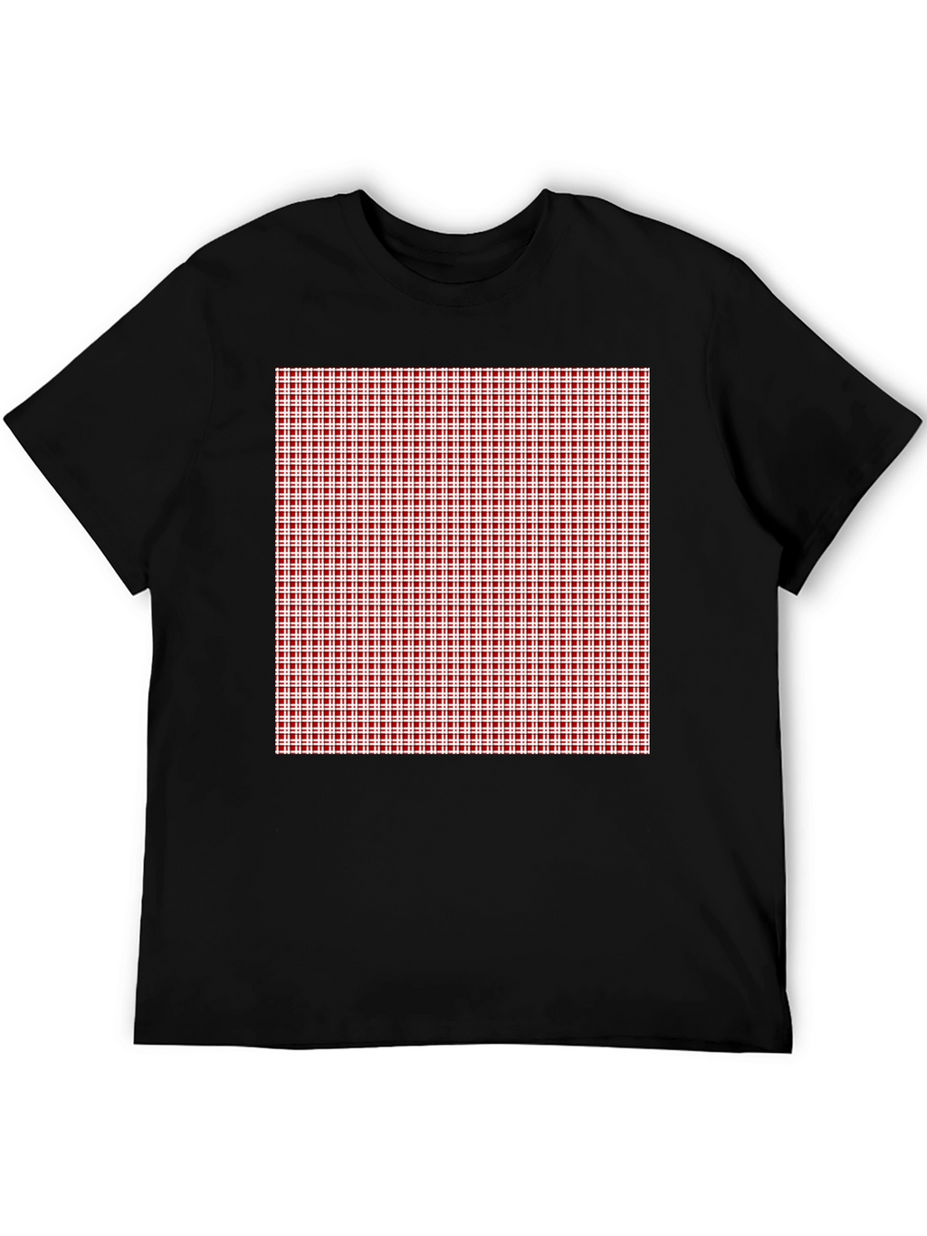Black Tee with Red Gingham Check Print