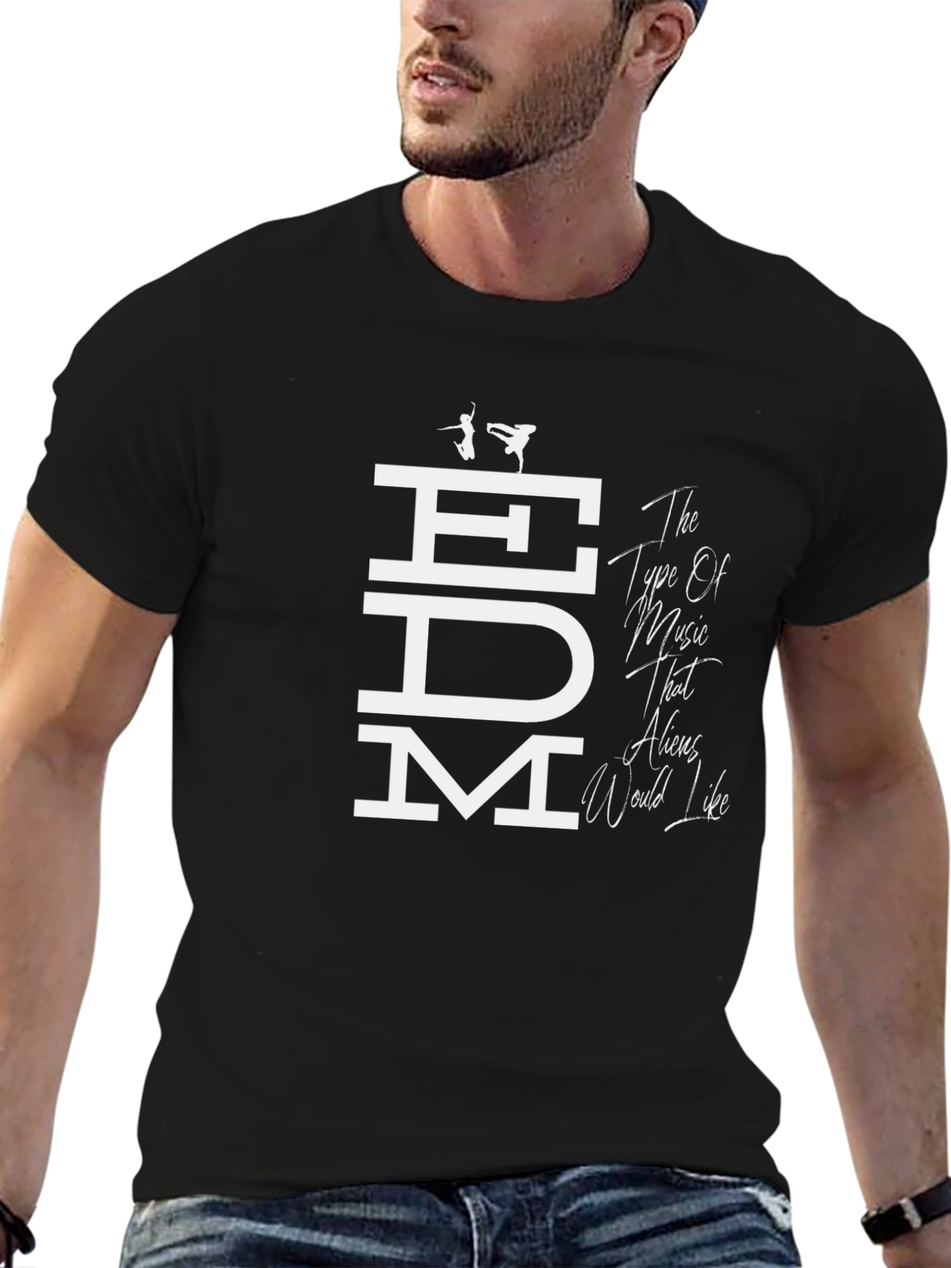 EDM Aliens Would Like Graphic Tee - Black T-Shirt