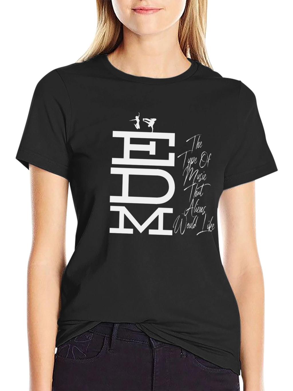 EDM Aliens Would Like Graphic Tee - Black T-Shirt